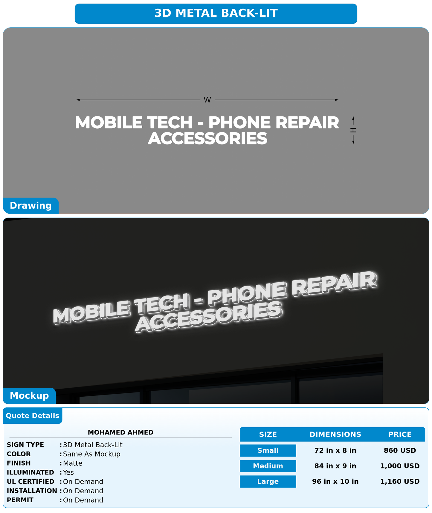 CUSTOM MOCKUP SIGN FOR Mohamed Ahmed