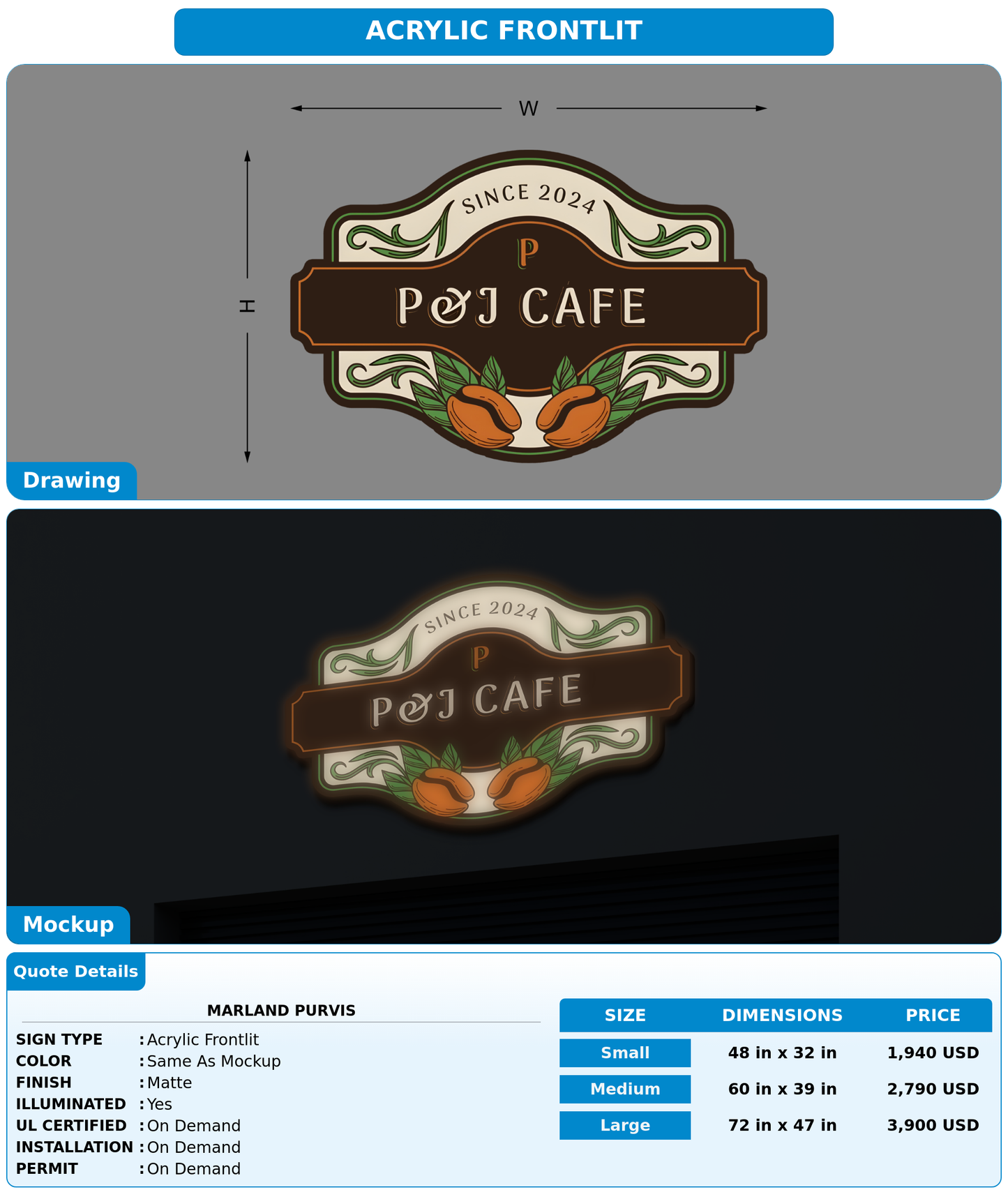 CUSTOM MOCKUP SIGN FOR Marland Purvis