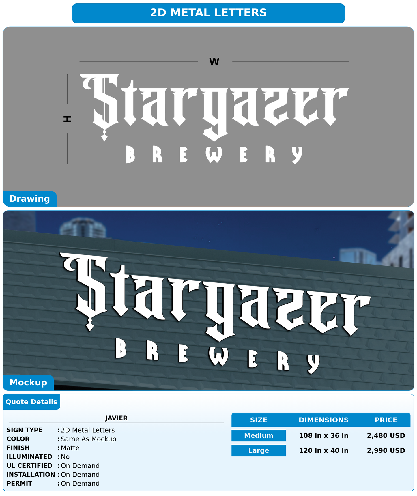 CUSTOM MOCKUP SIGN FOR Javier