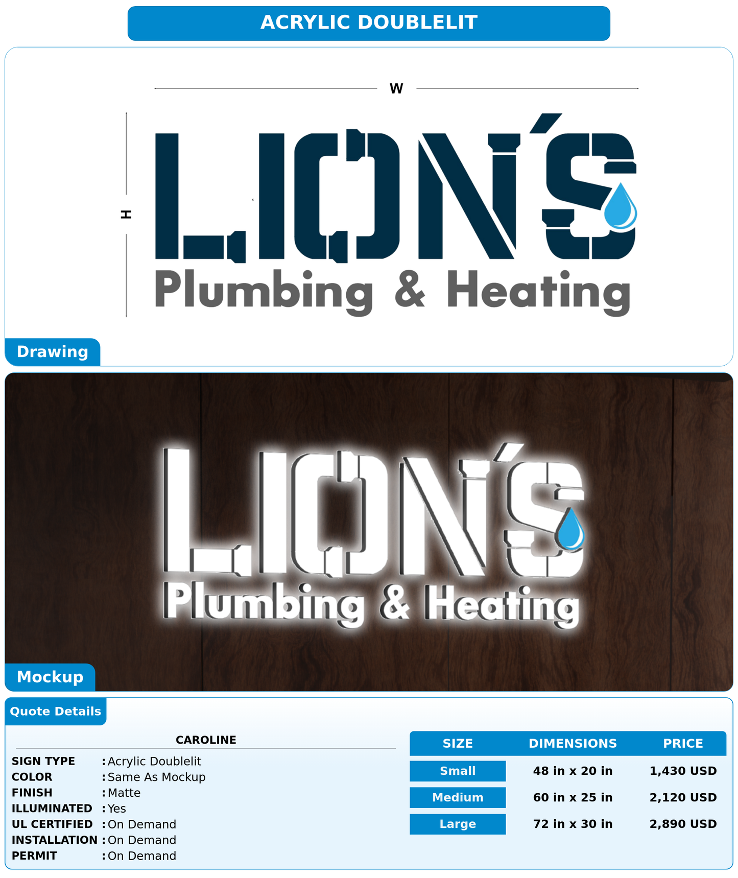 CUSTOM MOCKUP SIGN FOR Caroline