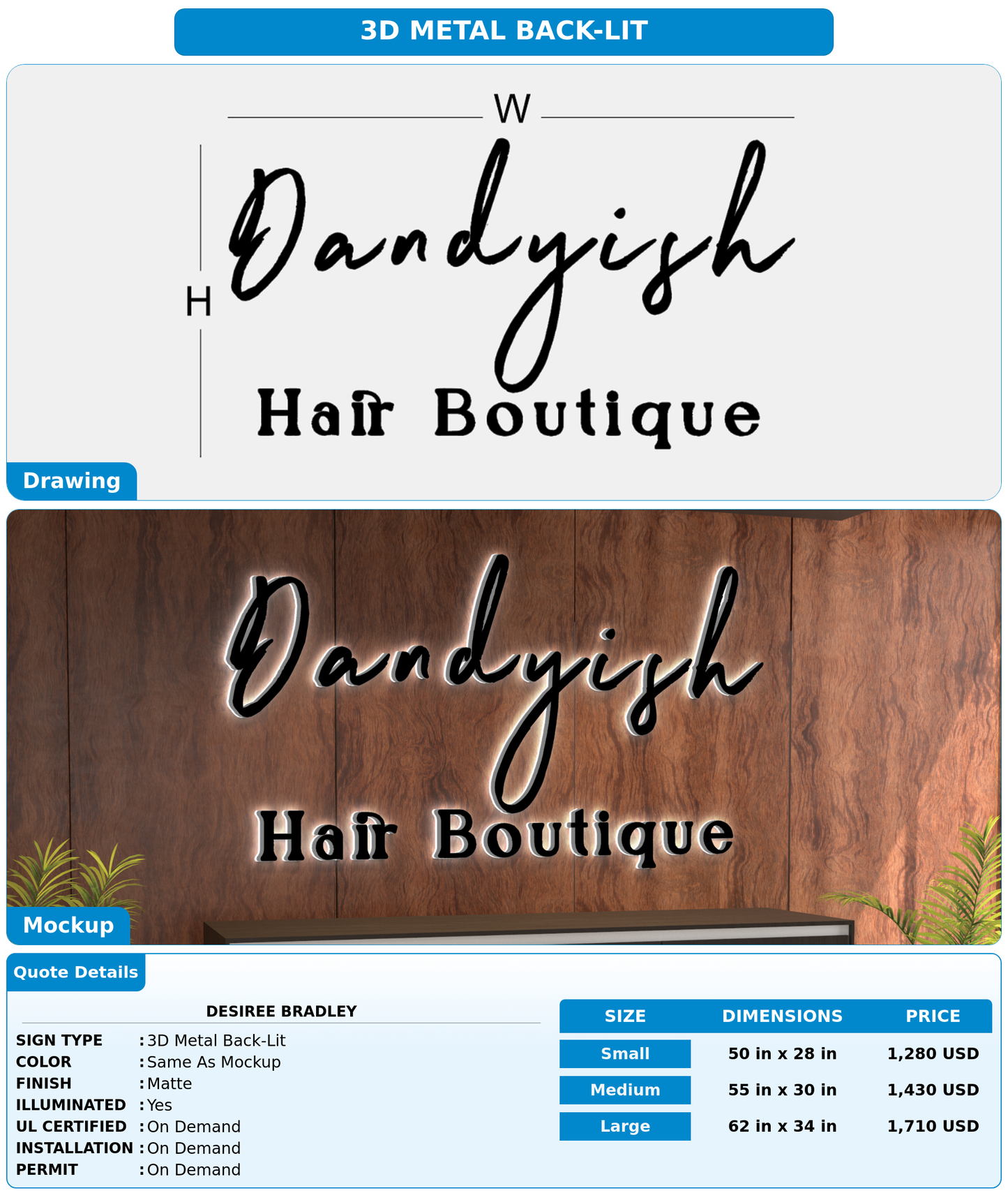 CUSTOM MOCKUP SIGN FOR Desiree Bradley