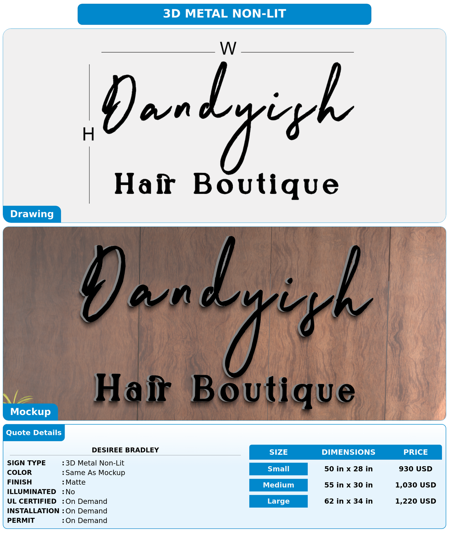 CUSTOM MOCKUP SIGN FOR Desiree Bradley
