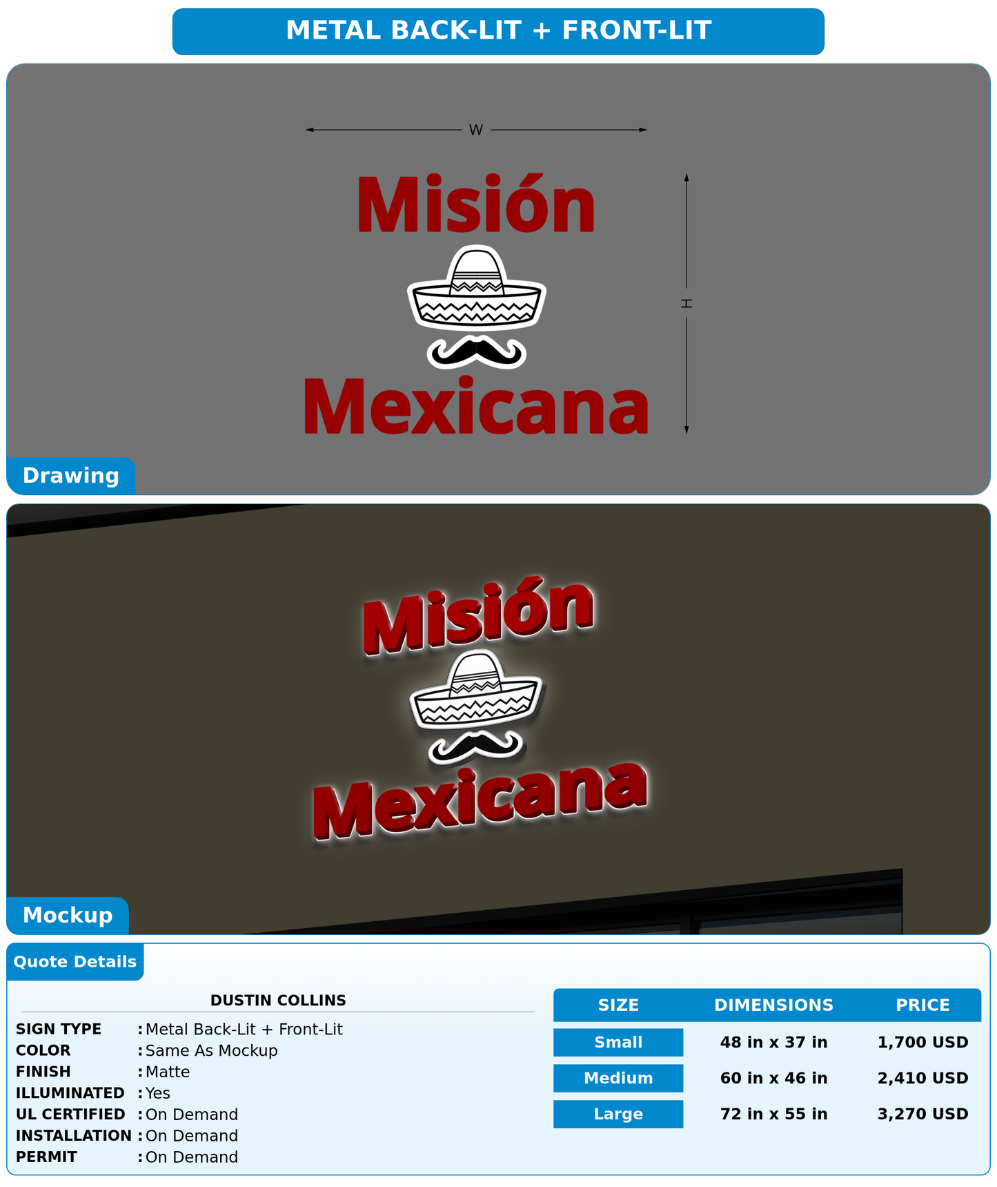 CUSTOM MOCKUP SIGN FOR Dustin Collins