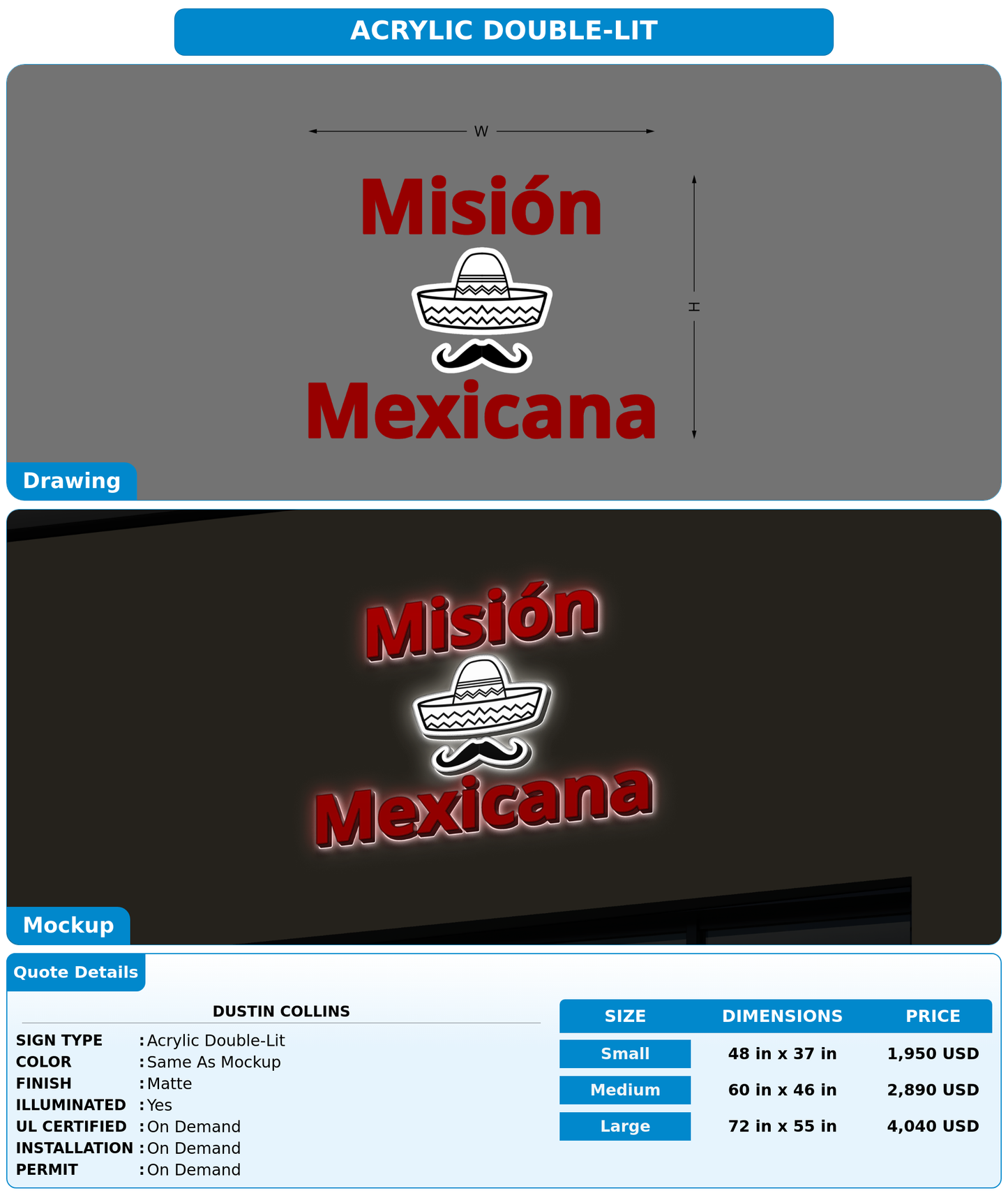 CUSTOM MOCKUP SIGN FOR Dustin Collins