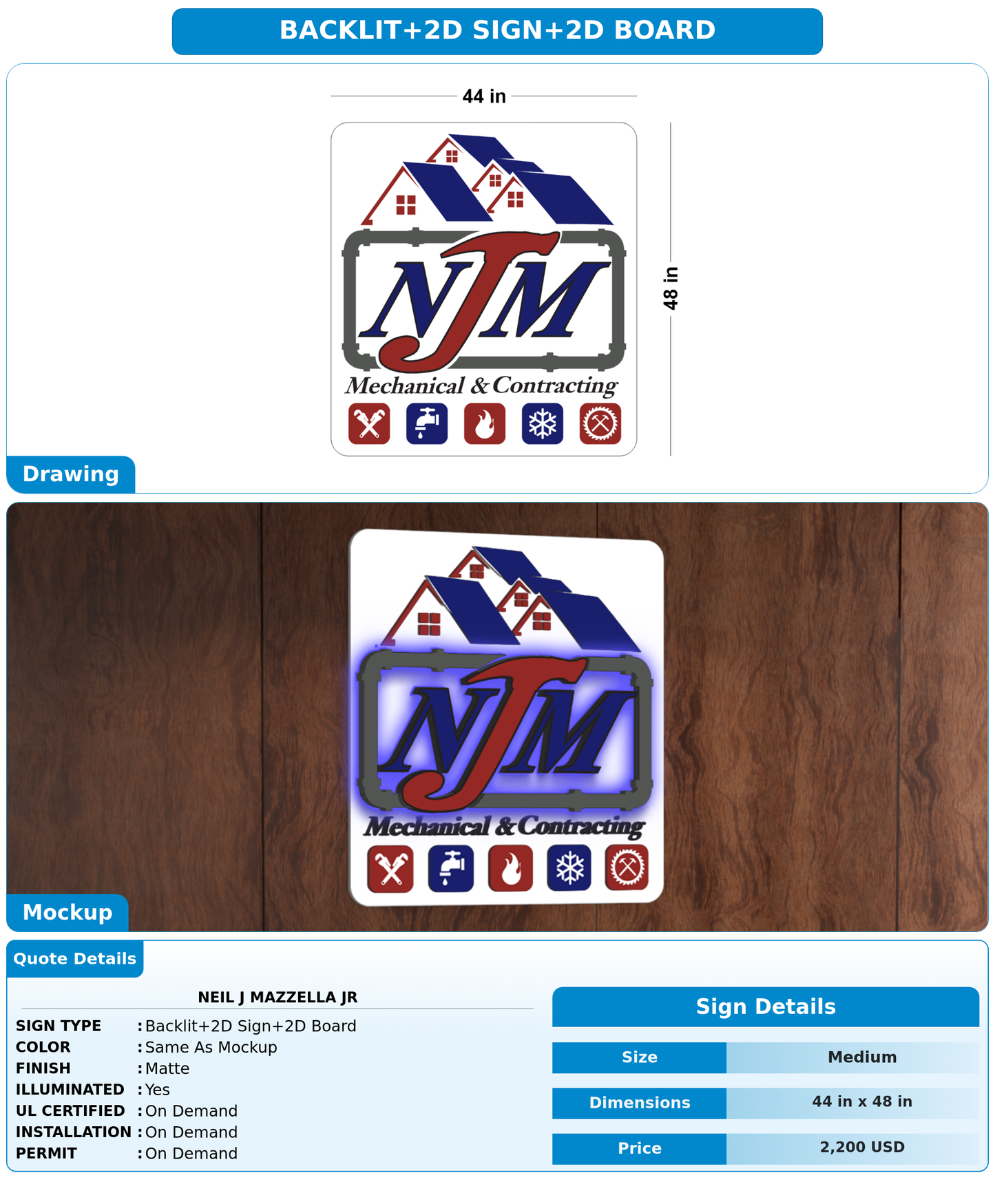 CUSTOM MOCKUP SIGN FOR Neil j Mazzella JR