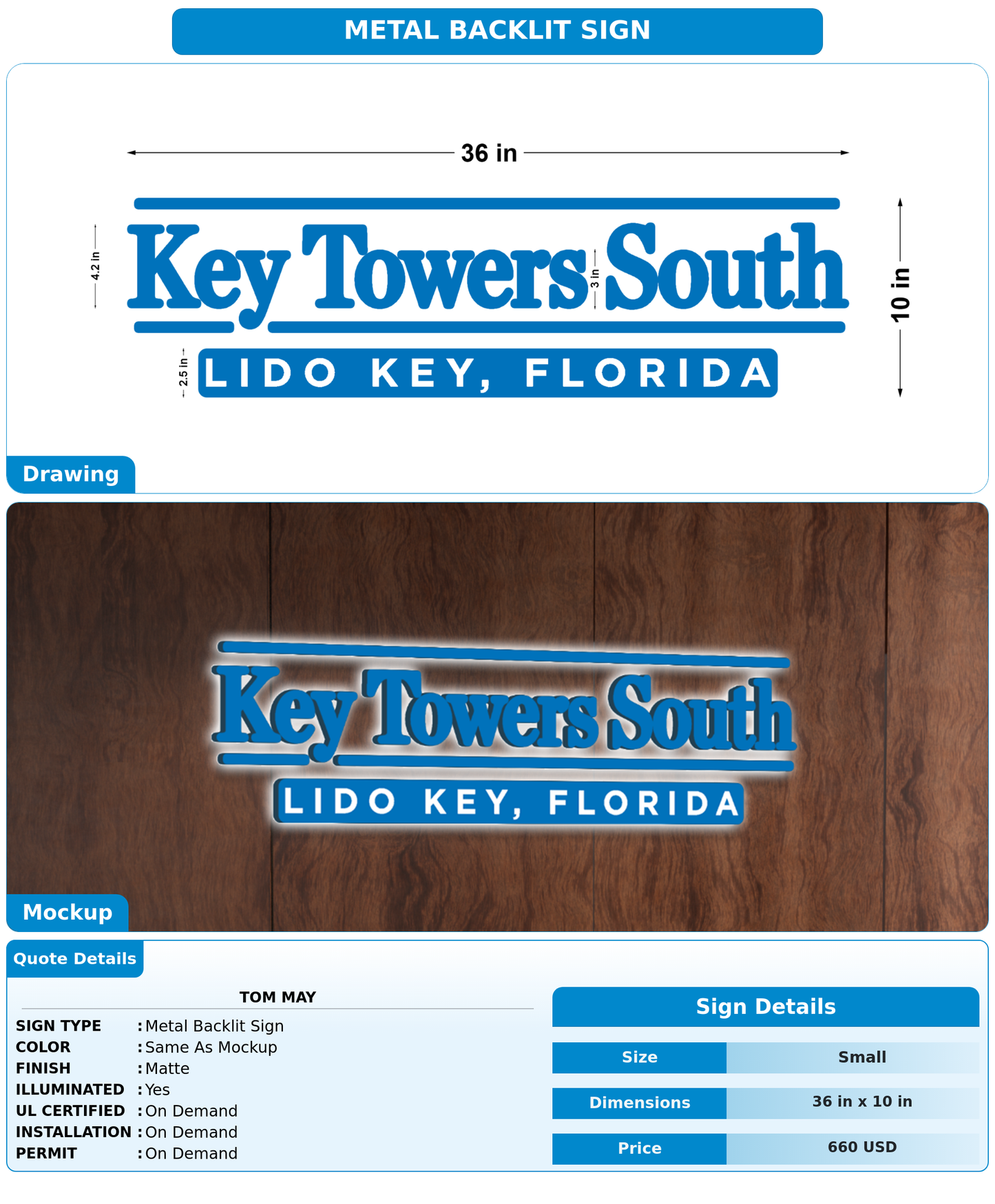 CUSTOM MOCKUP SIGN FOR Tom May
