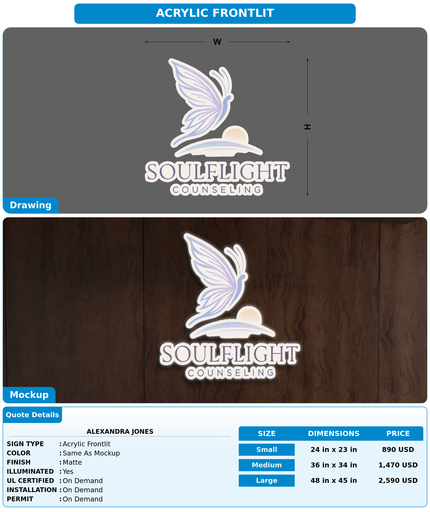 CUSTOM MOCKUP SIGN FOR Alexandra Jones