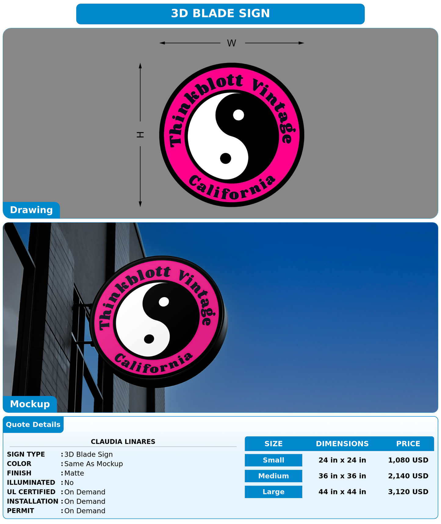 CUSTOM MOCKUP SIGN FOR Claudia Linares