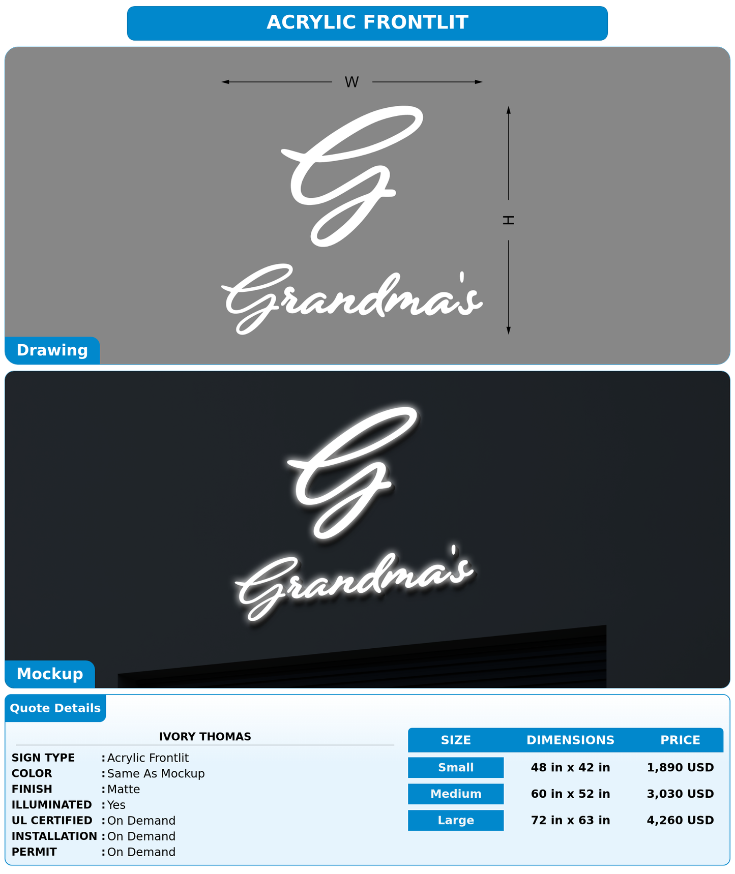 CUSTOM MOCKUP SIGN FOR Ivory Thomas