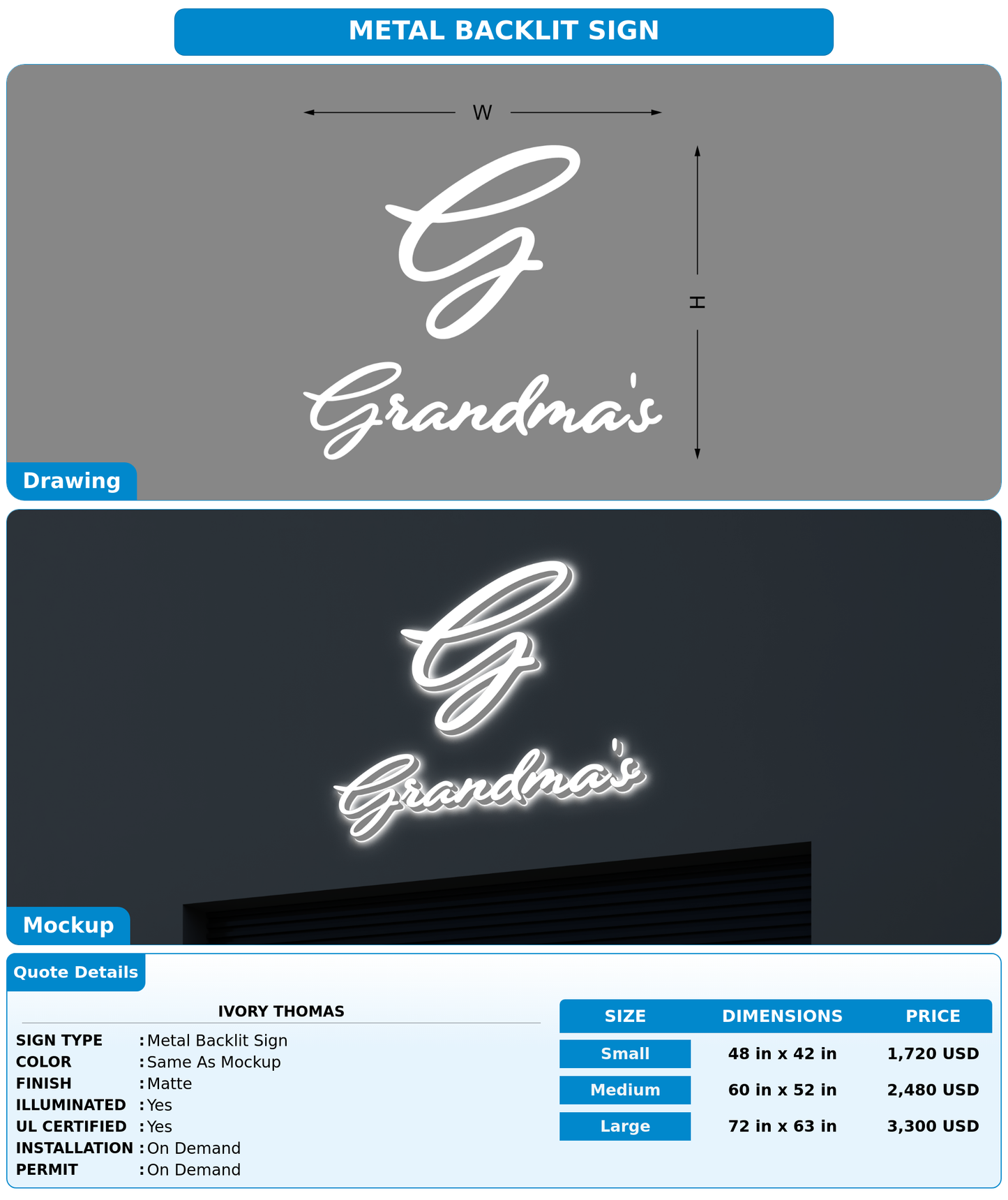CUSTOM MOCKUP SIGN FOR Ivory Thomas