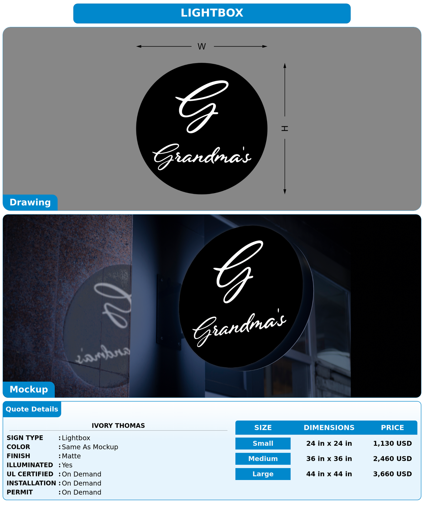 CUSTOM MOCKUP SIGN FOR Ivory Thomas
