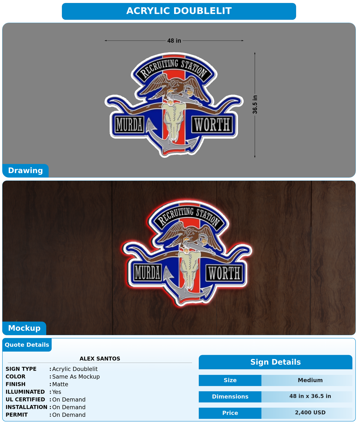 CUSTOM MOCKUP SIGN FOR Alex Santos