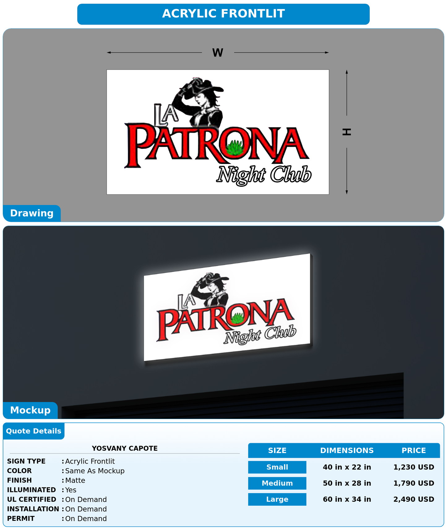 CUSTOM MOCKUP SIGN FOR yosvany capote
