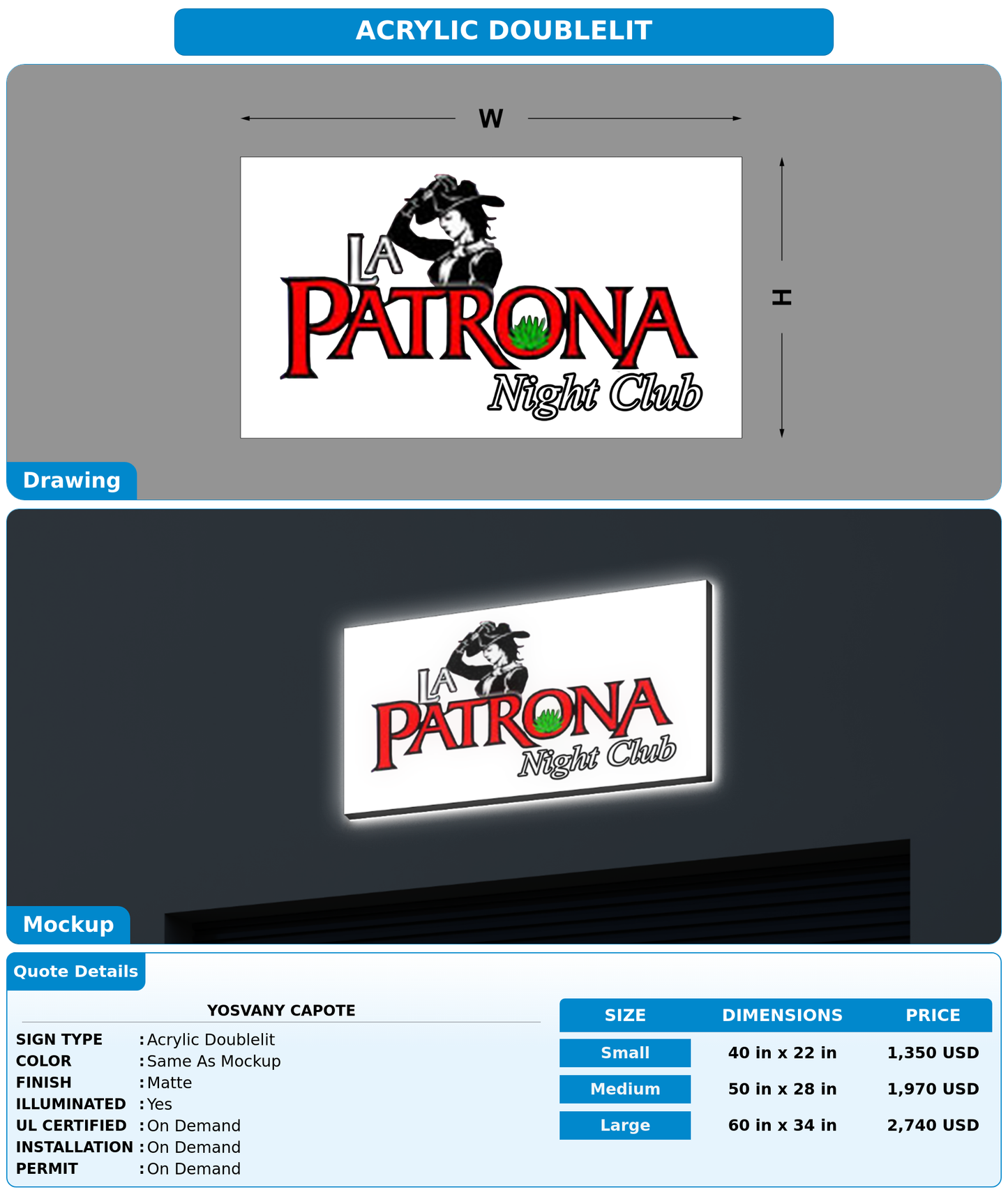 CUSTOM MOCKUP SIGN FOR yosvany capote