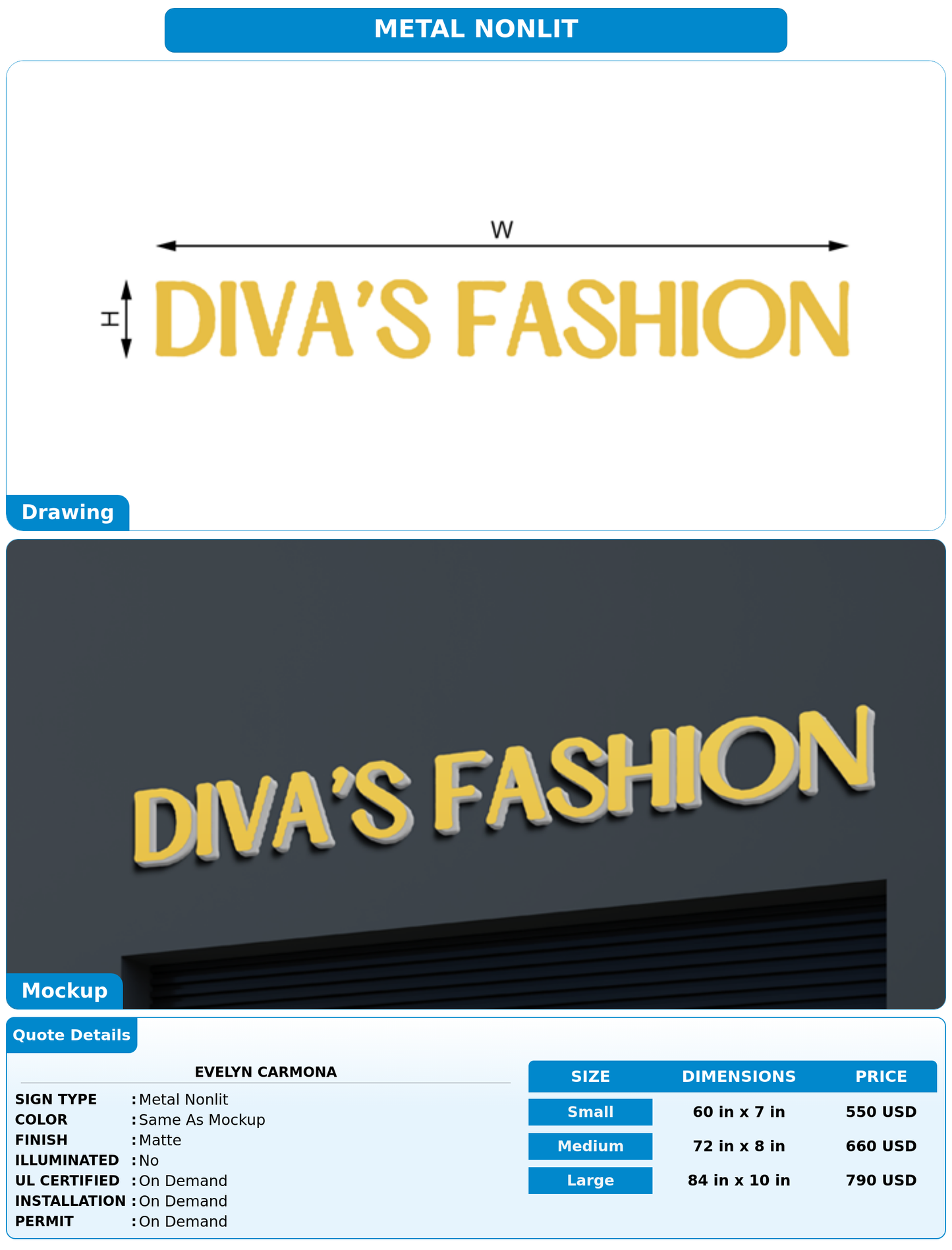 CUSTOM MOCKUP SIGN FOR Evelyn Carmona