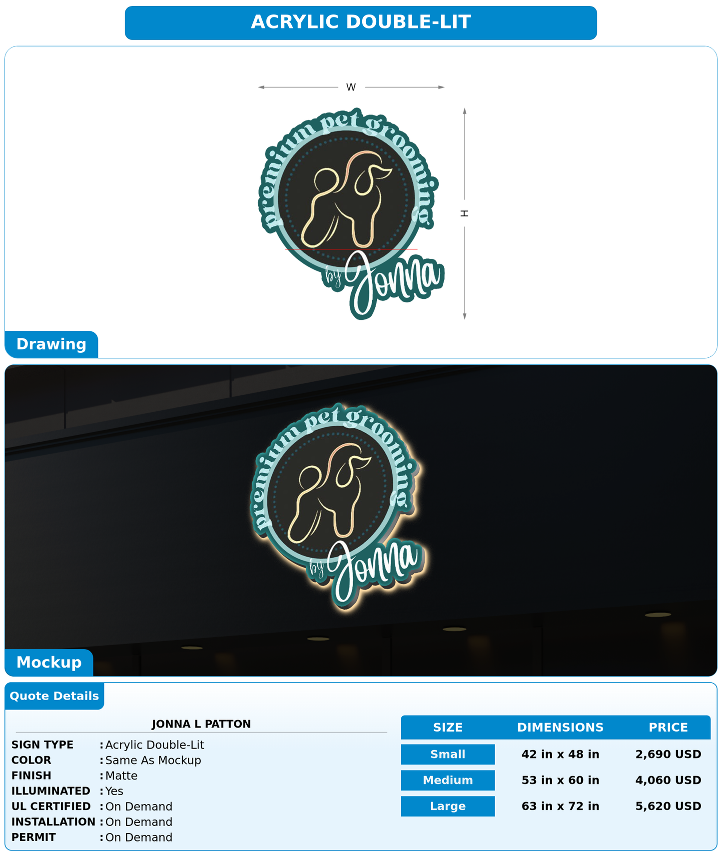 CUSTOM MOCKUP SIGN FOR Jonna L Patton
