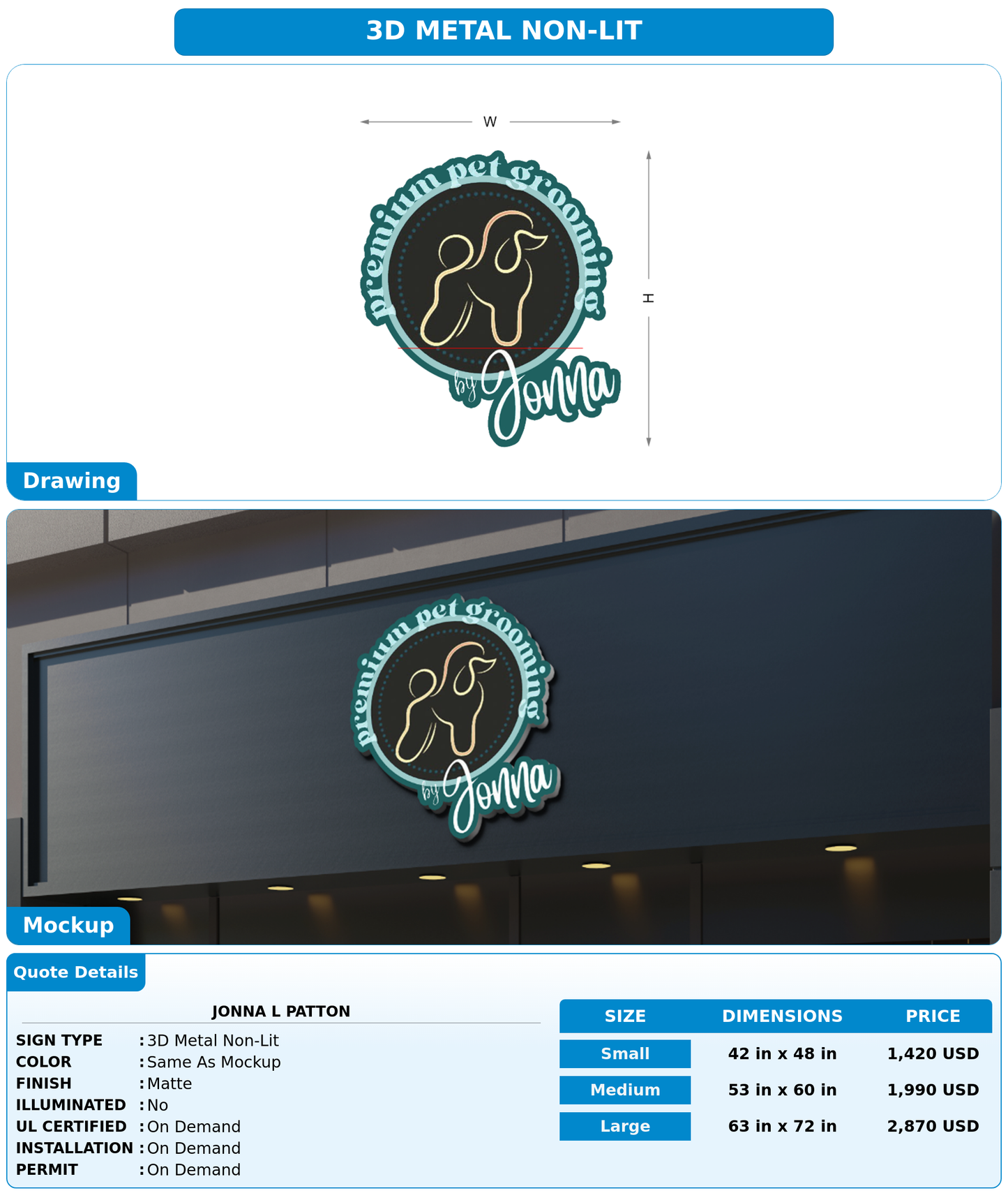 CUSTOM MOCKUP SIGN FOR Jonna L Patton
