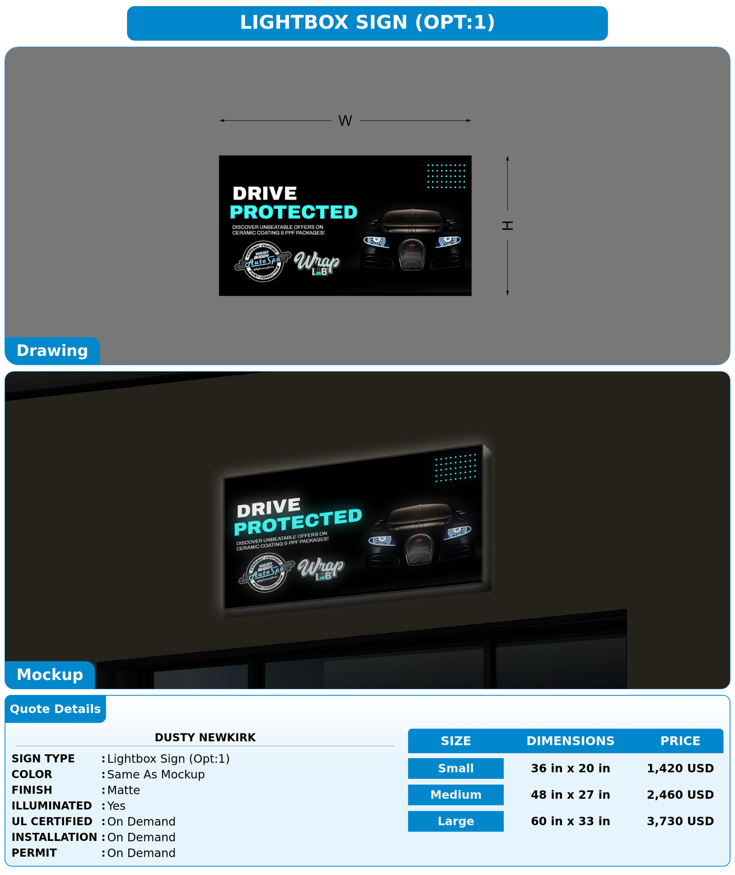 CUSTOM MOCKUP SIGN FOR Dusty Newkirk