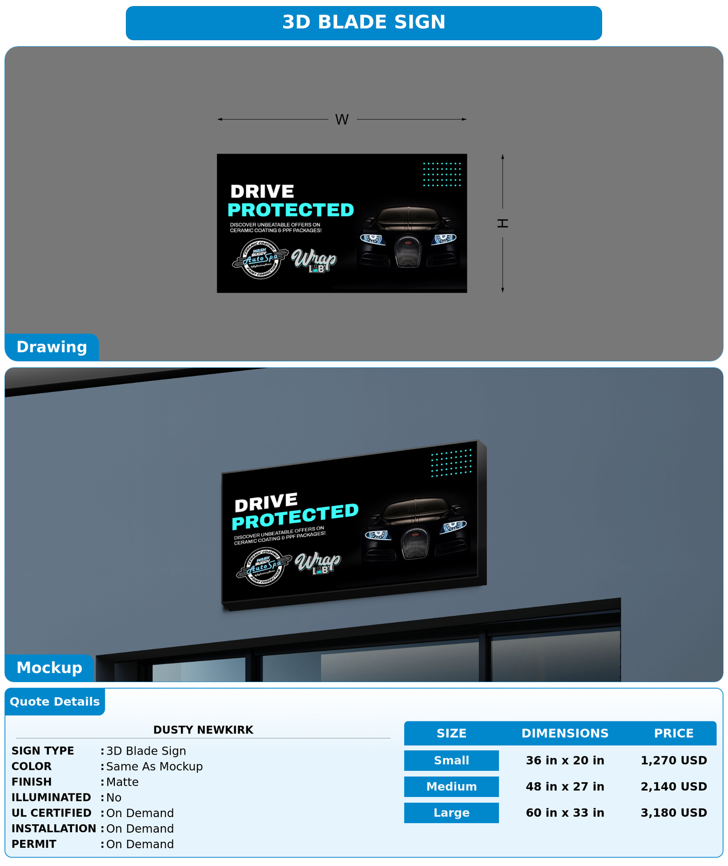 CUSTOM MOCKUP SIGN FOR Dusty Newkirk
