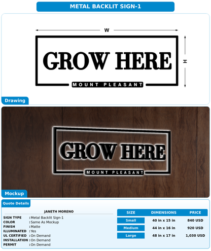 CUSTOM MOCKUP SIGN FOR Janeth Moreno