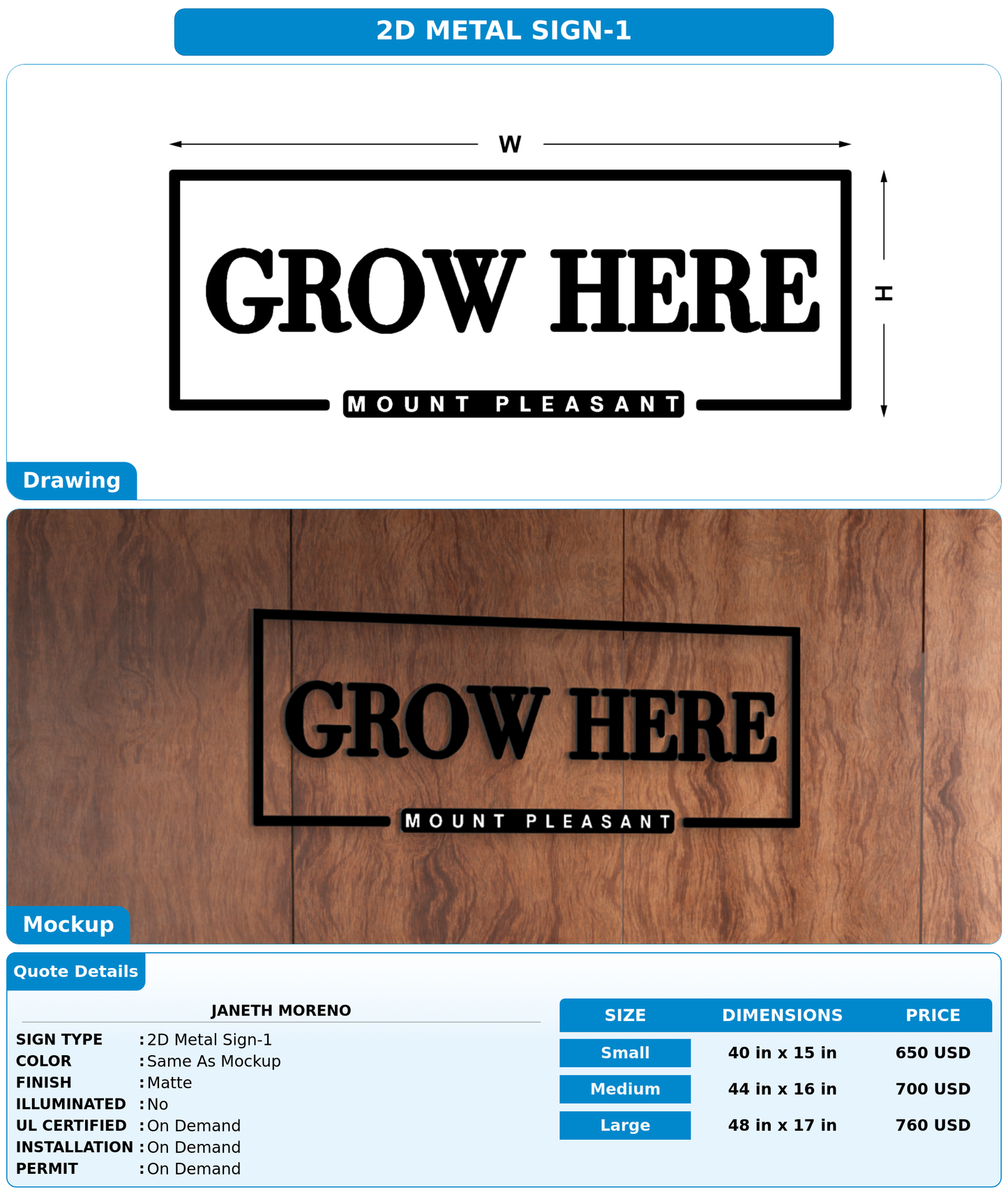 CUSTOM MOCKUP SIGN FOR Janeth Moreno