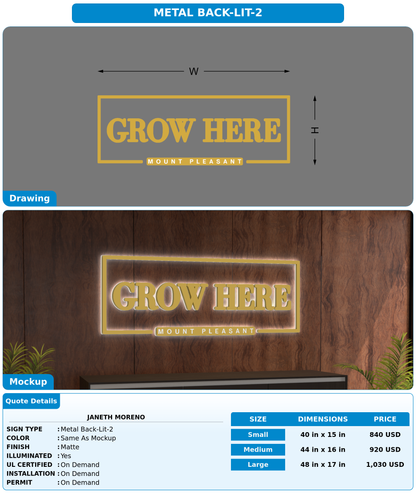 CUSTOM MOCKUP SIGN FOR Janeth Moreno