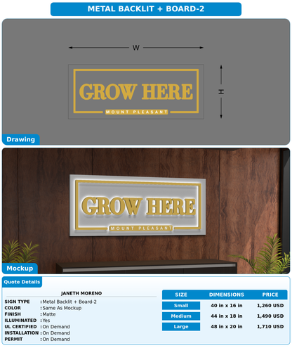 CUSTOM MOCKUP SIGN FOR Janeth Moreno