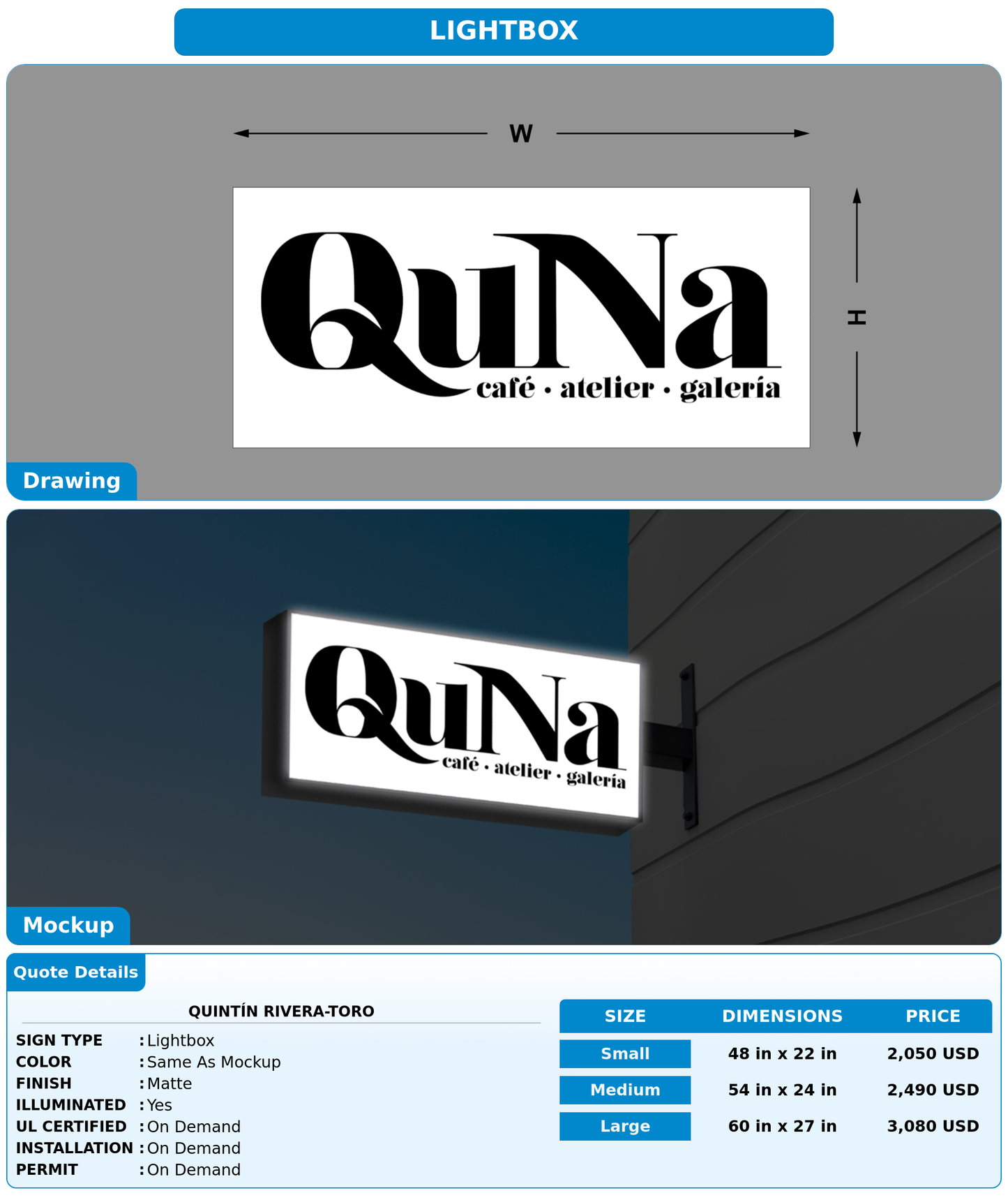 CUSTOM MOCKUP SIGN FOR Quintín Rivera-Toro