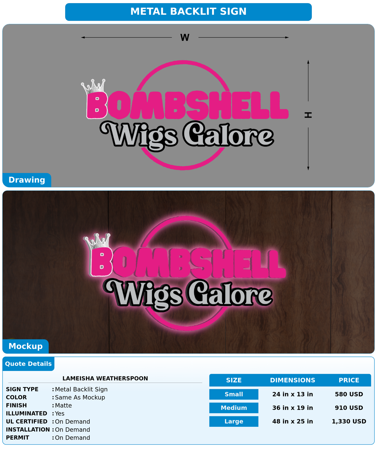 CUSTOM MOCKUP SIGN FOR Lameisha Weatherspoon