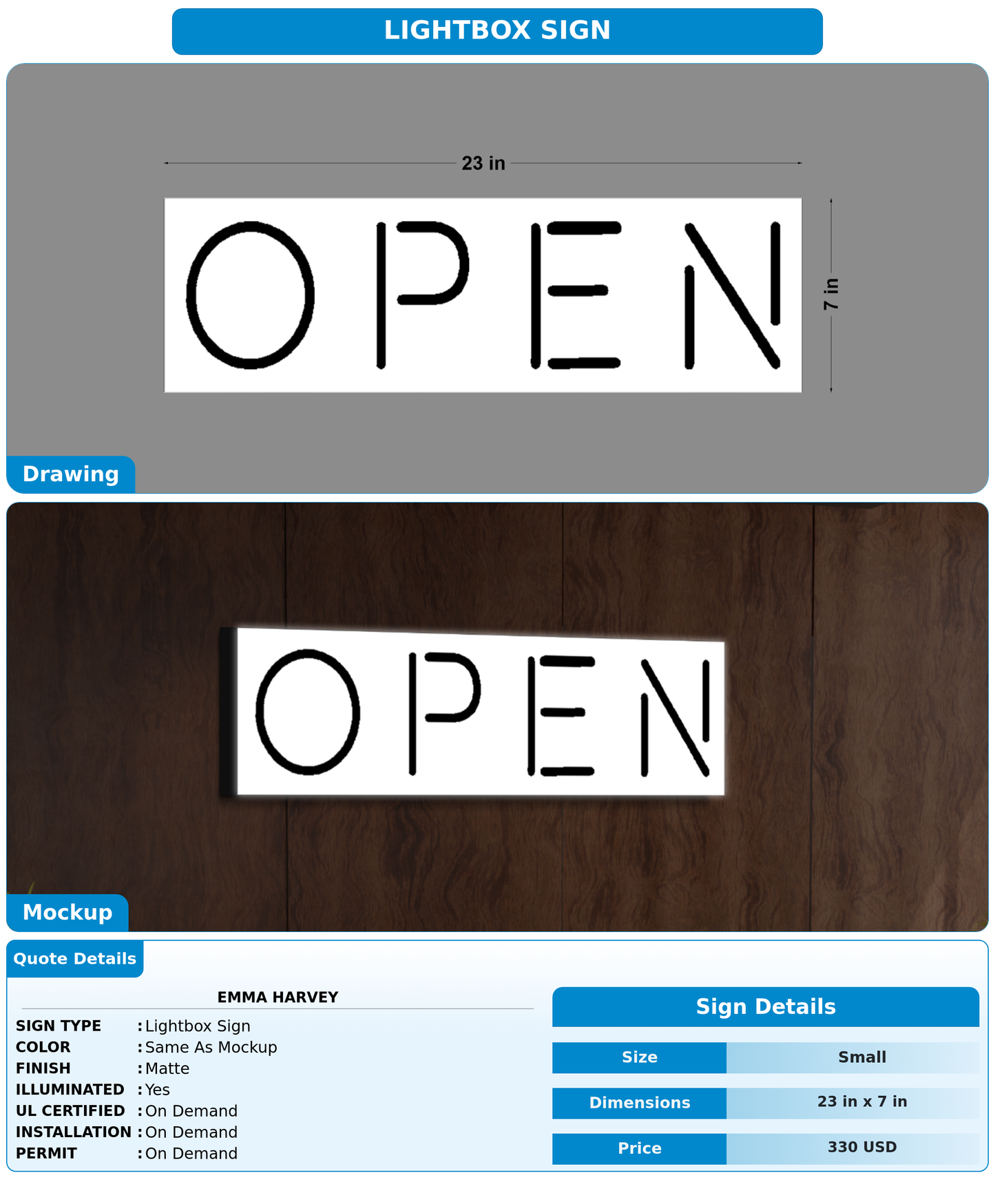 CUSTOM MOCKUP SIGN FOR Emma Harvey