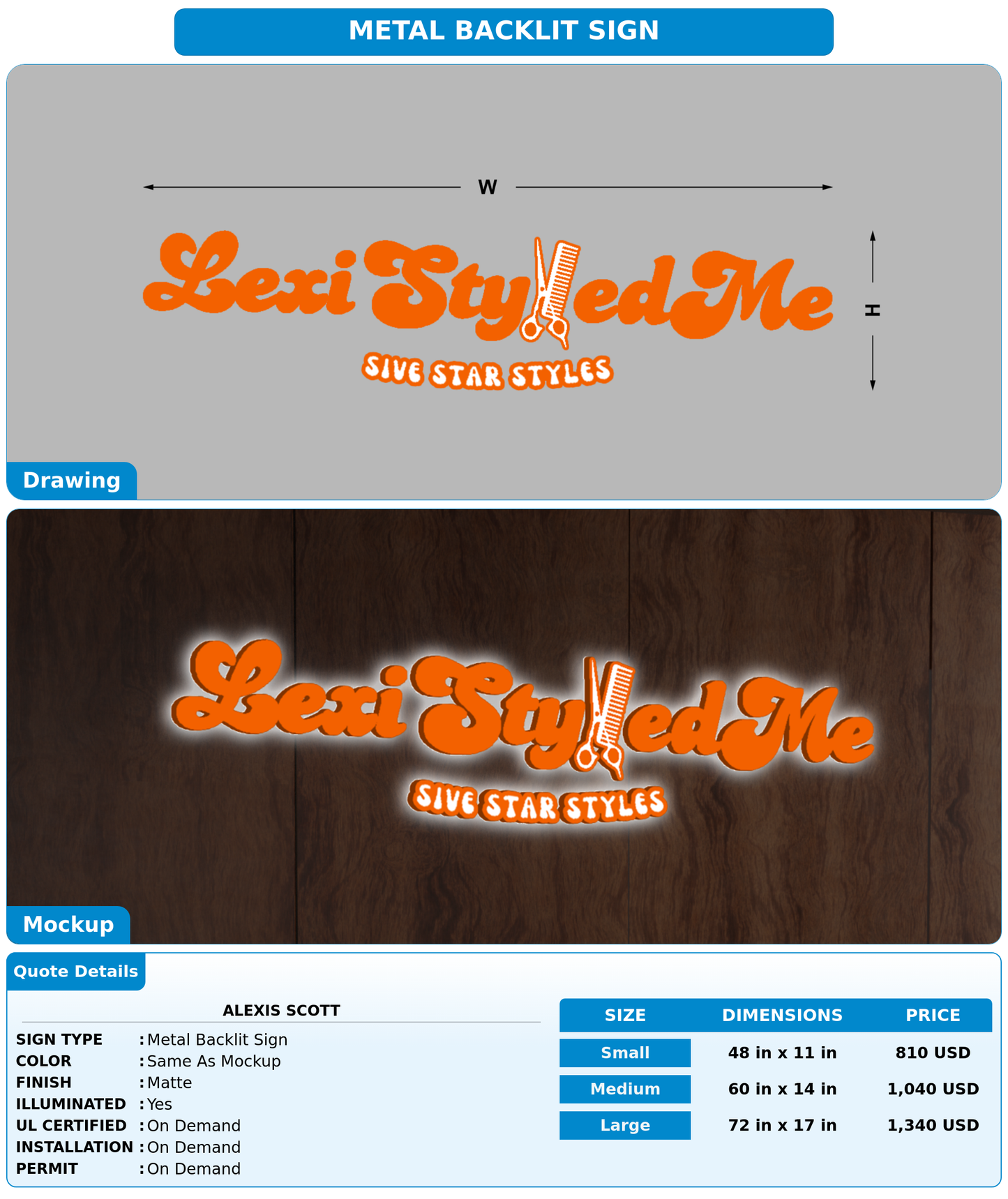 CUSTOM MOCKUP SIGN FOR Alexis Scott