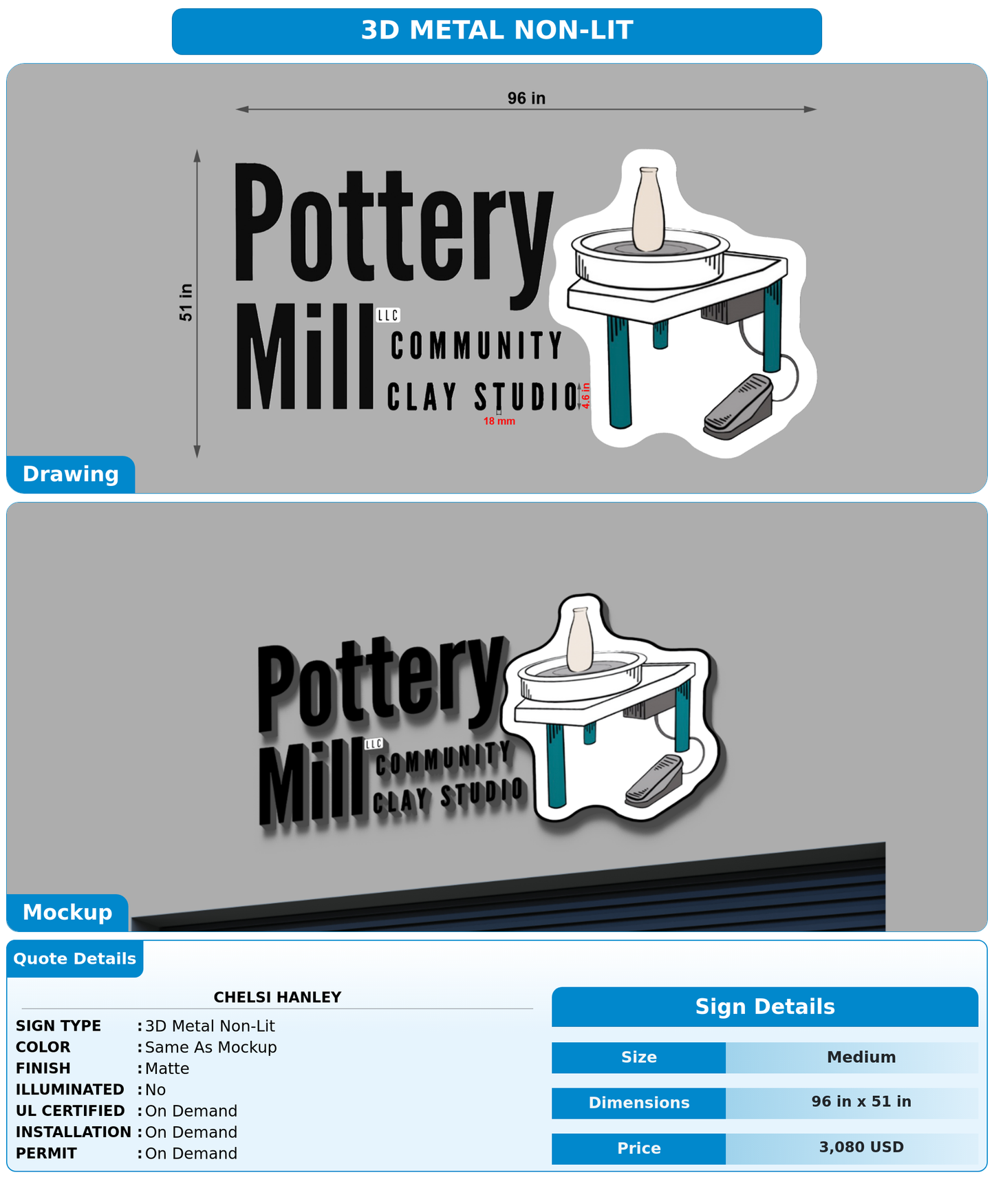 CUSTOM MOCKUP SIGN FOR CHELSI HANLEY
