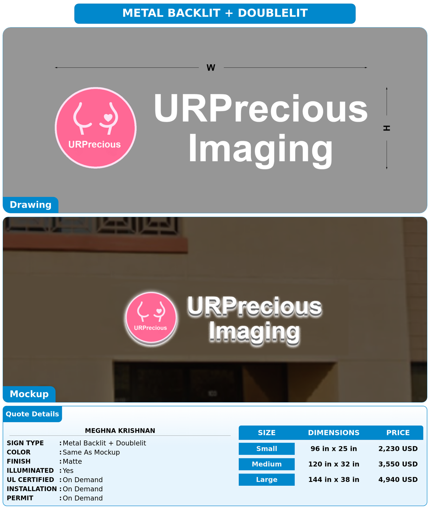 CUSTOM MOCKUP SIGN FOR Meghna Krishnan
