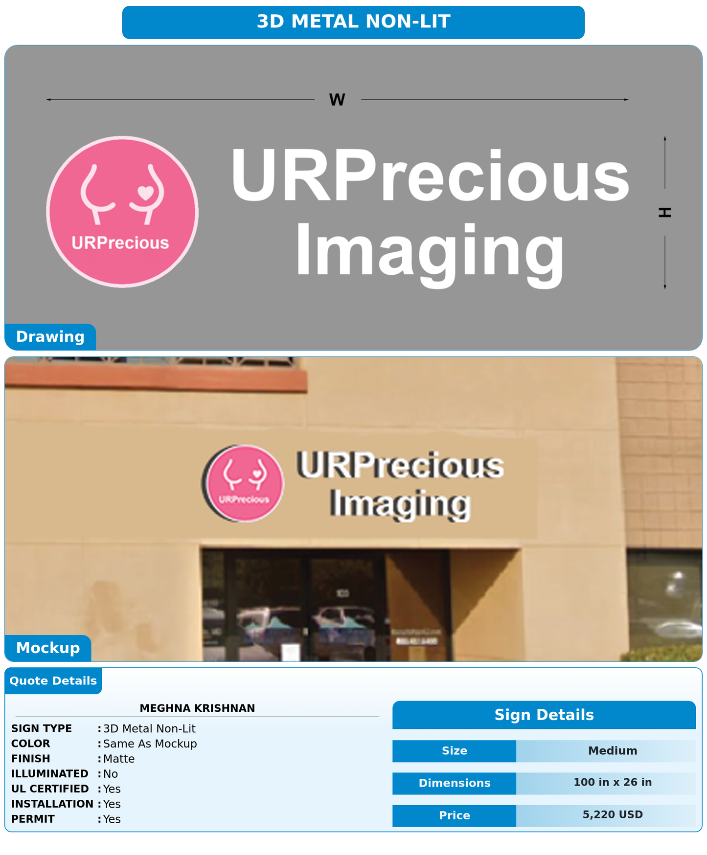 CUSTOM MOCKUP SIGN FOR Meghna Krishnan