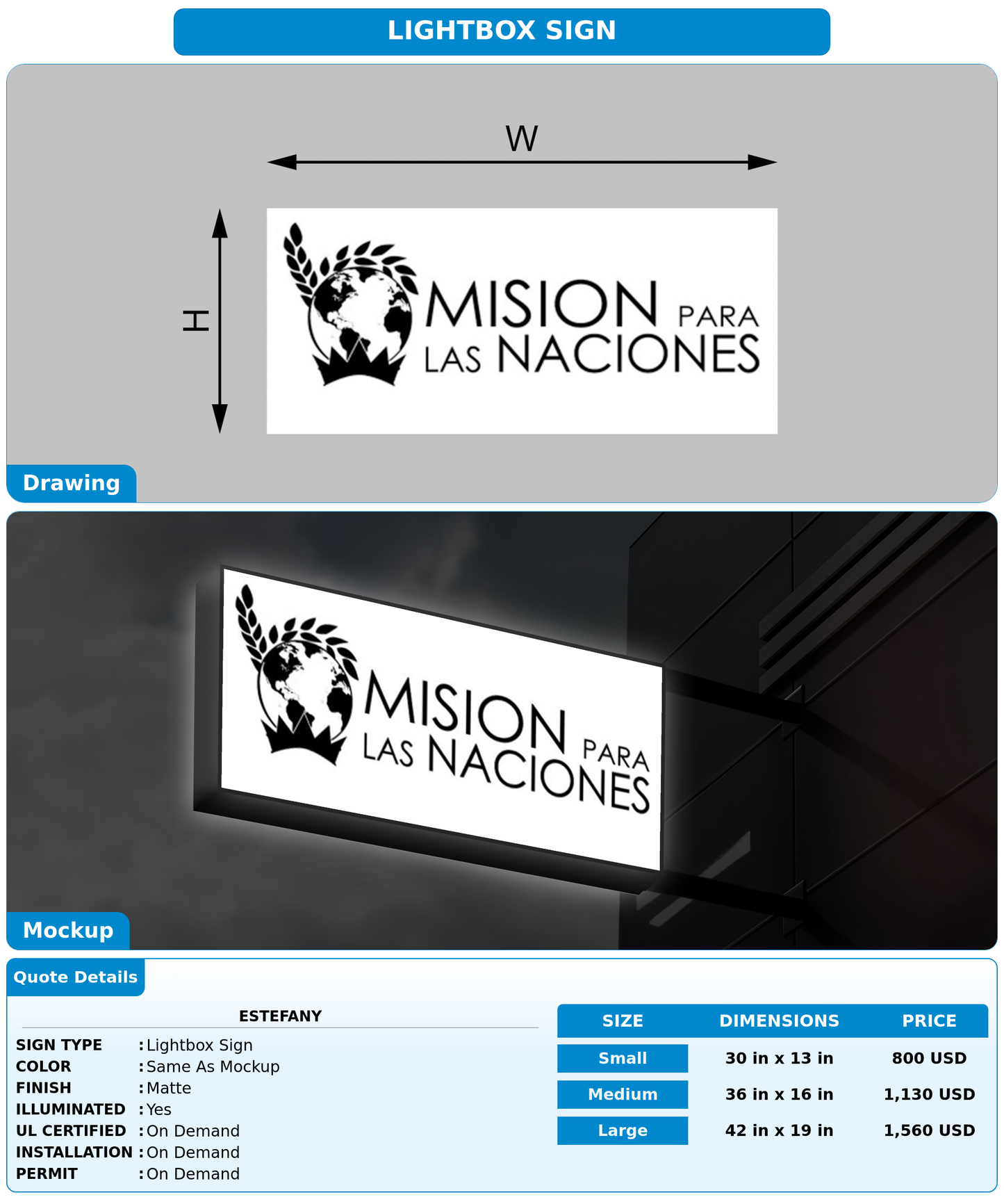 CUSTOM MOCKUP SIGN FOR Estefany