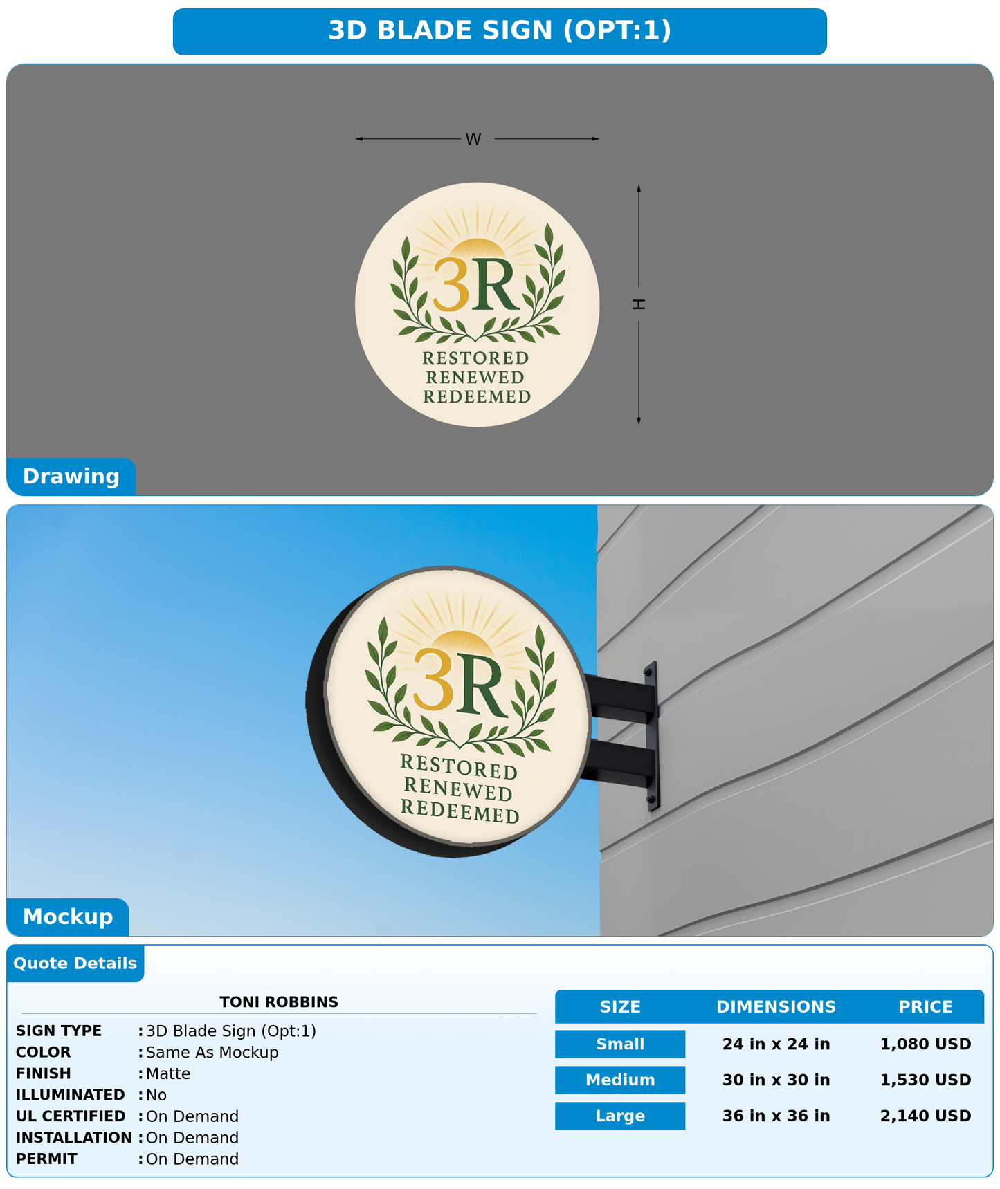 CUSTOM MOCKUP SIGN FOR Toni Robbins