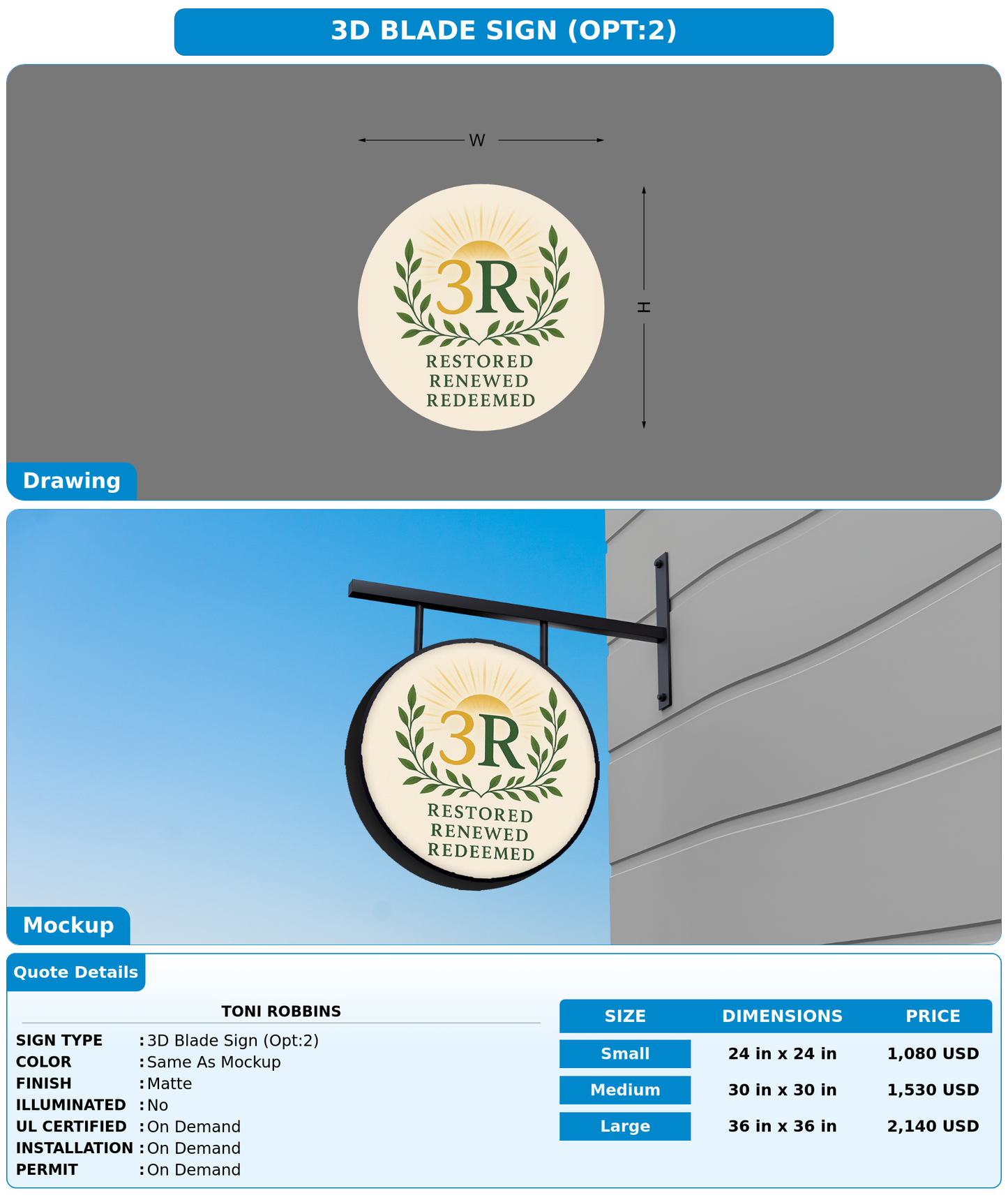 CUSTOM MOCKUP SIGN FOR Toni Robbins