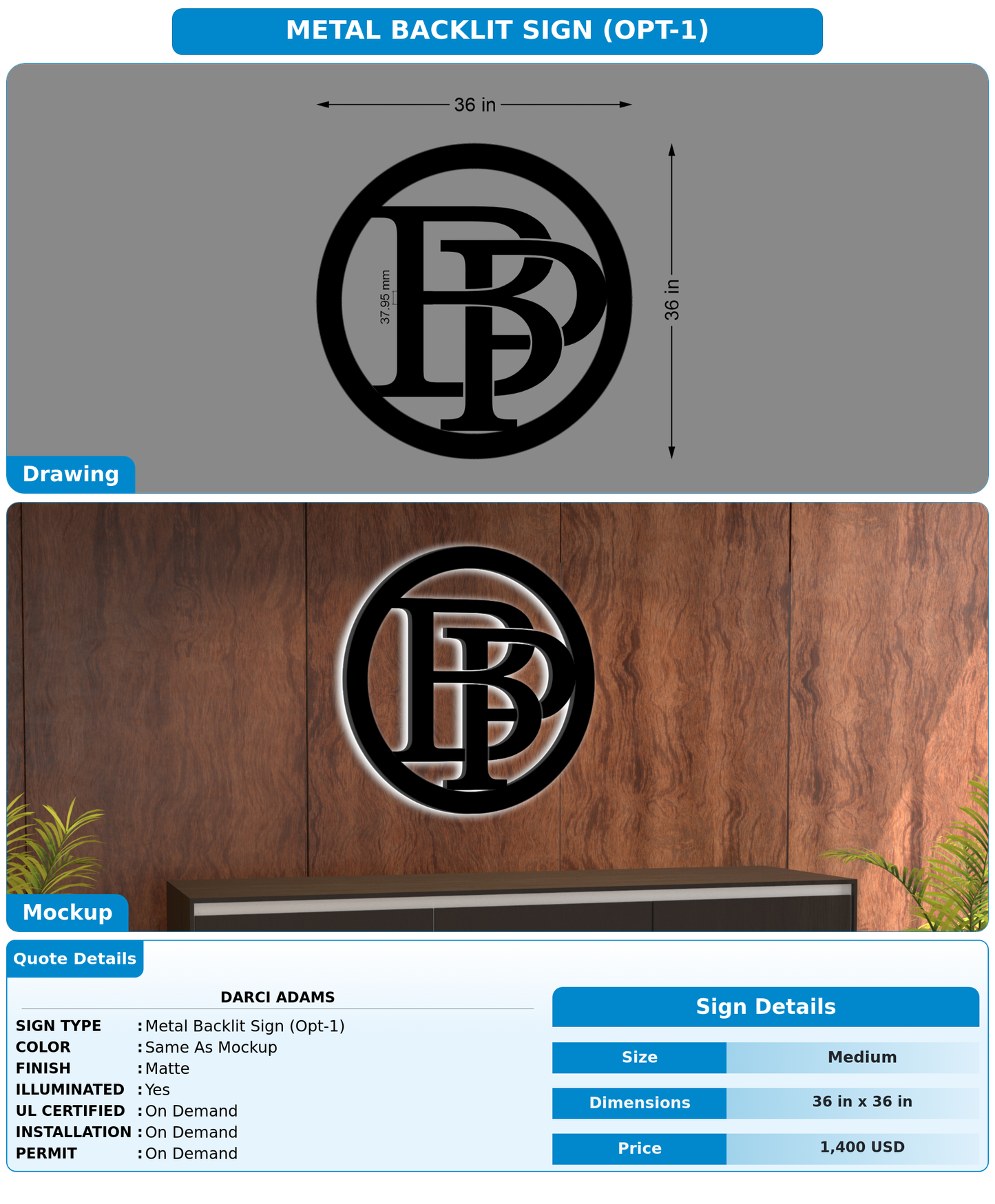 CUSTOM MOCKUP SIGN FOR Darci Adams