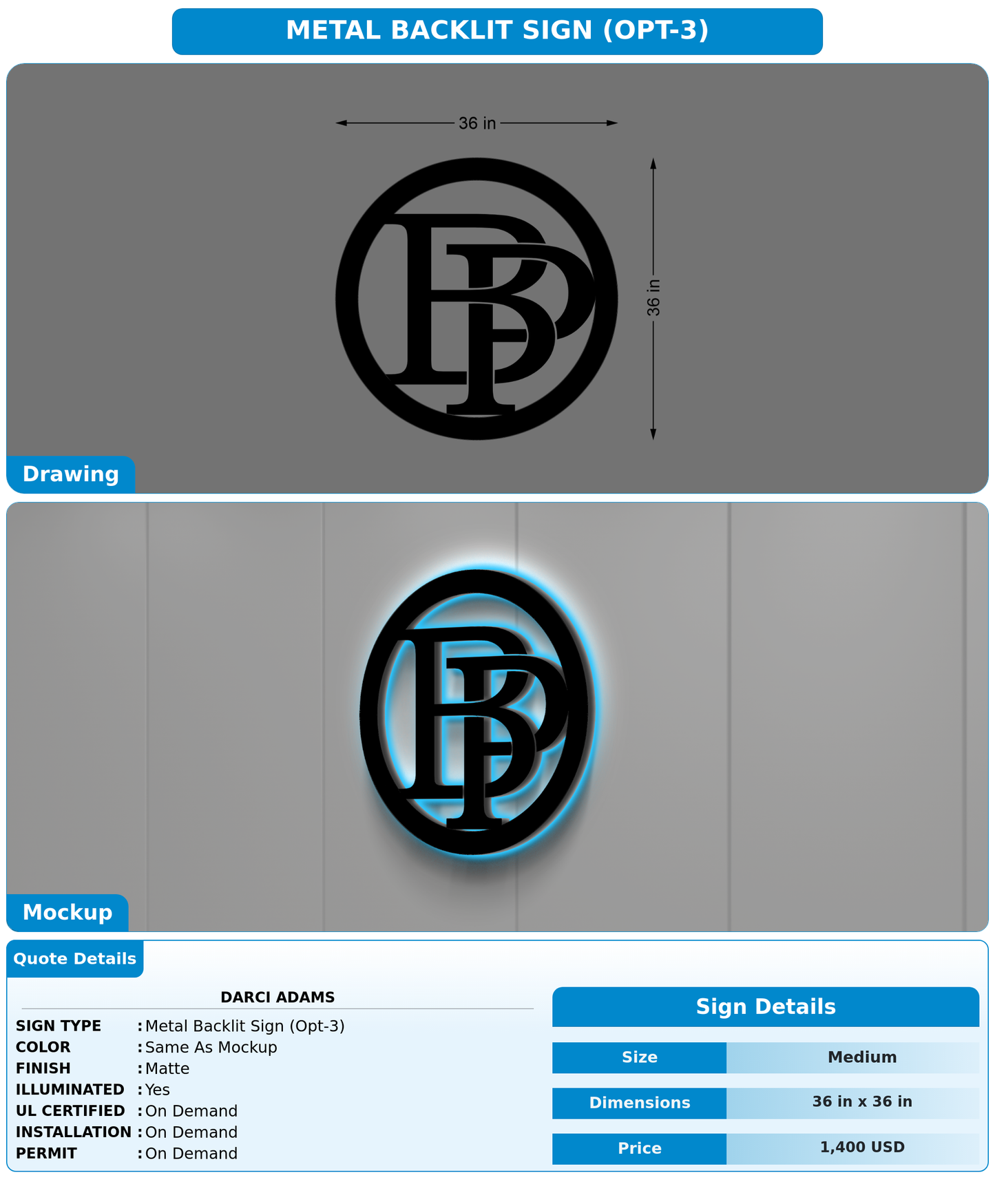 CUSTOM MOCKUP SIGN FOR Darci Adams