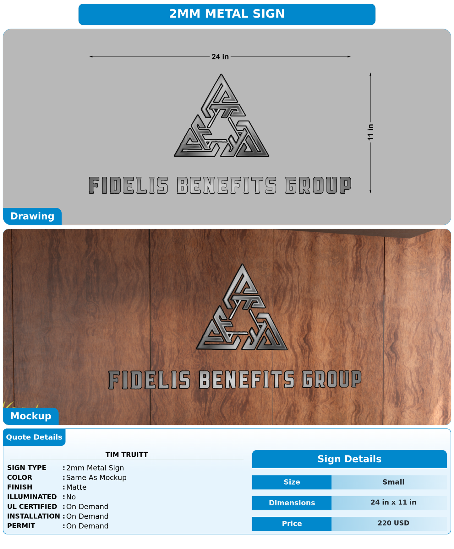 CUSTOM MOCKUP SIGN FOR Tim Truitt