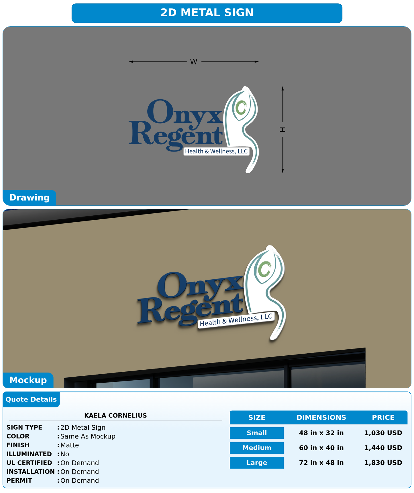 CUSTOM MOCKUP SIGN FOR Kaela Cornelius