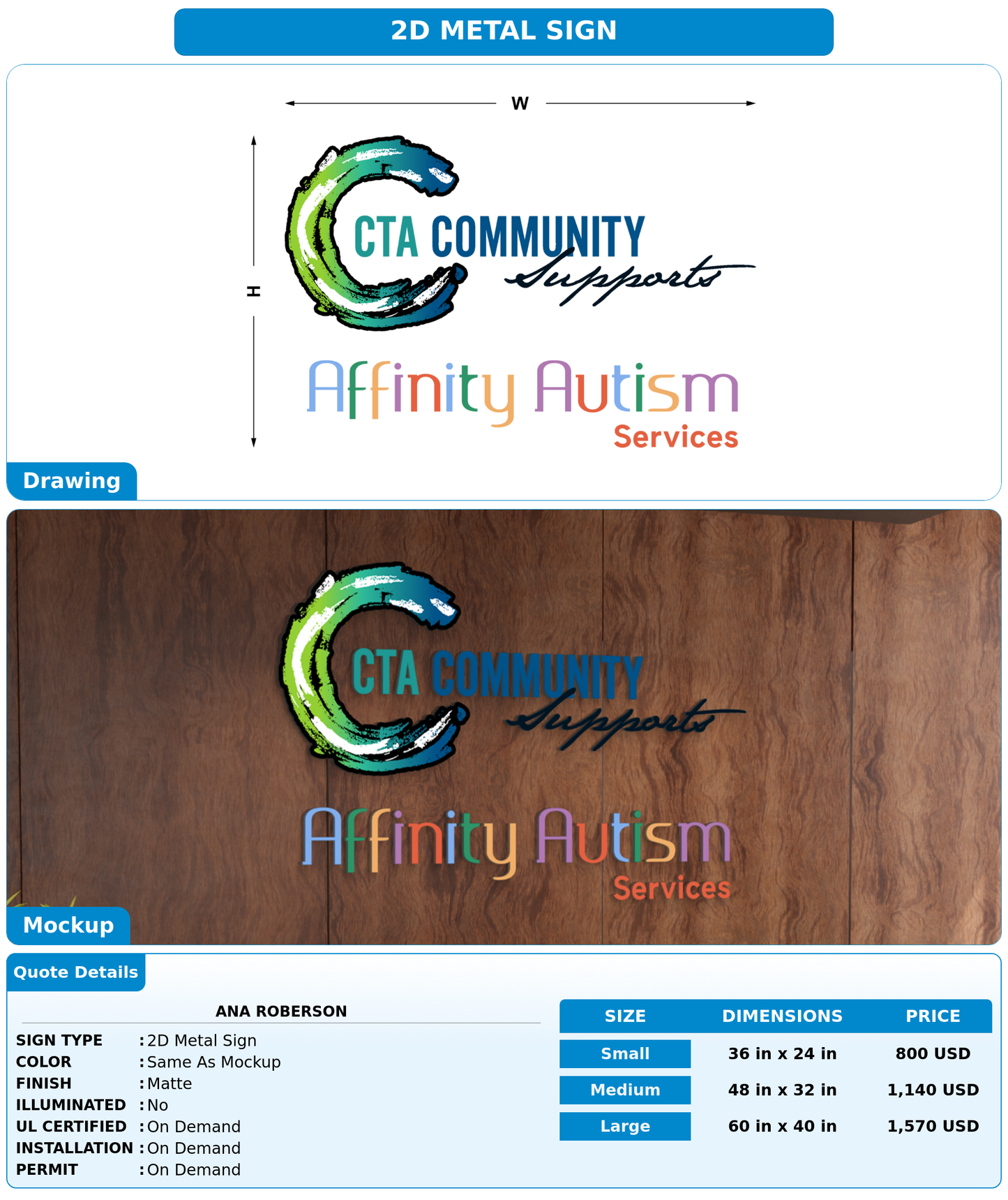 CUSTOM MOCKUP SIGN FOR Ana Roberson