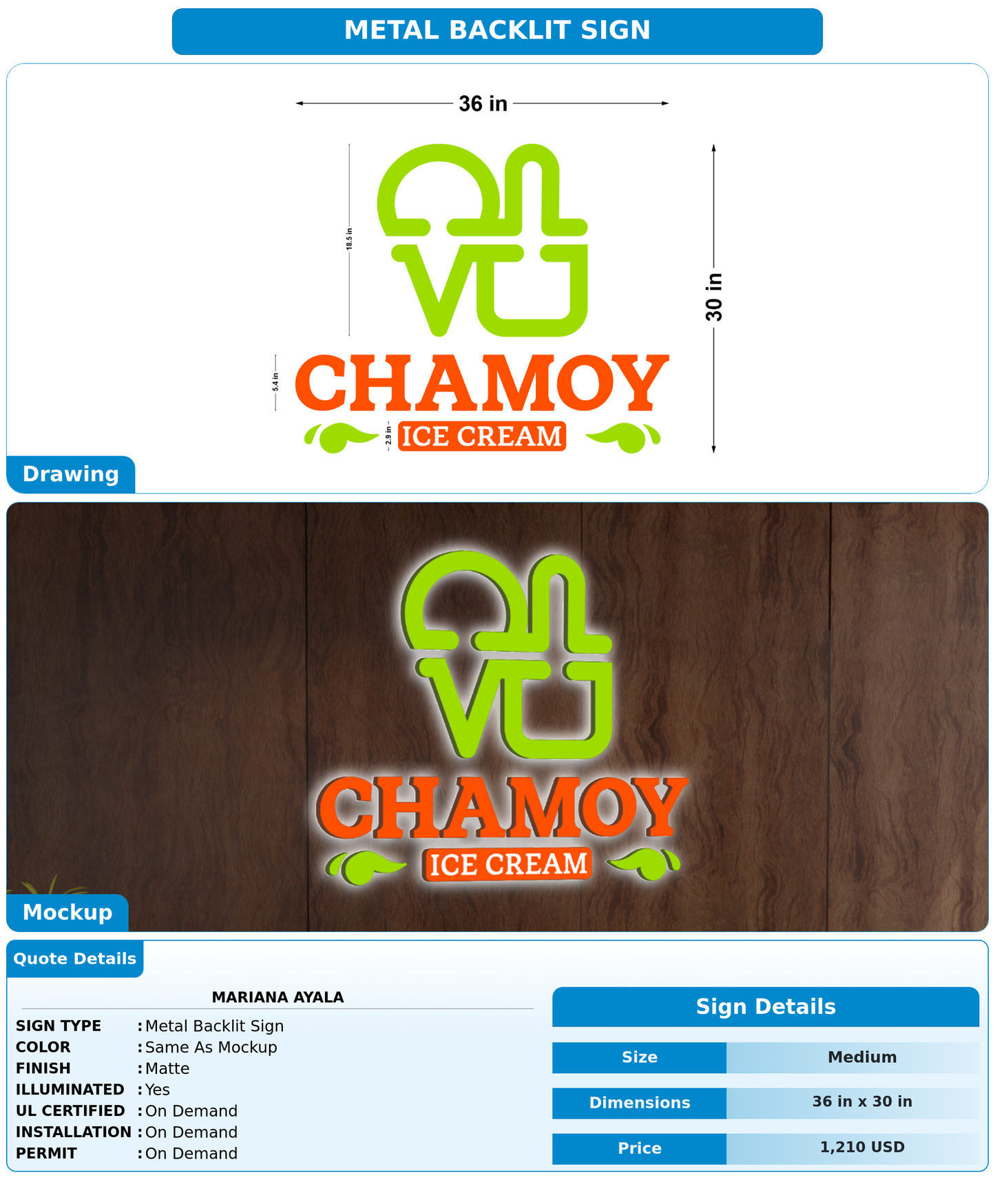 CUSTOM MOCKUP SIGN FOR Mariana Ayala