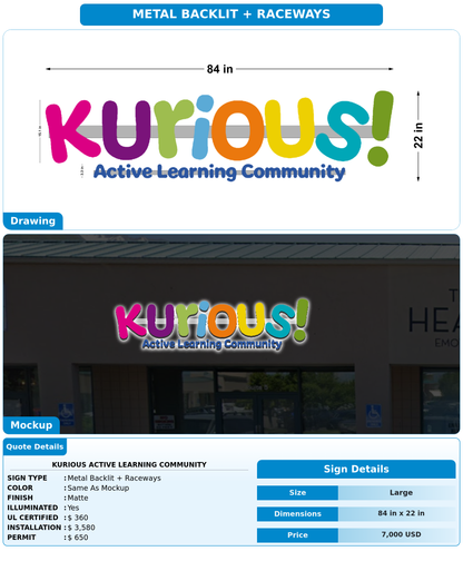 CUSTOM MOCKUP SIGN FOR Kurious Active Learning Community