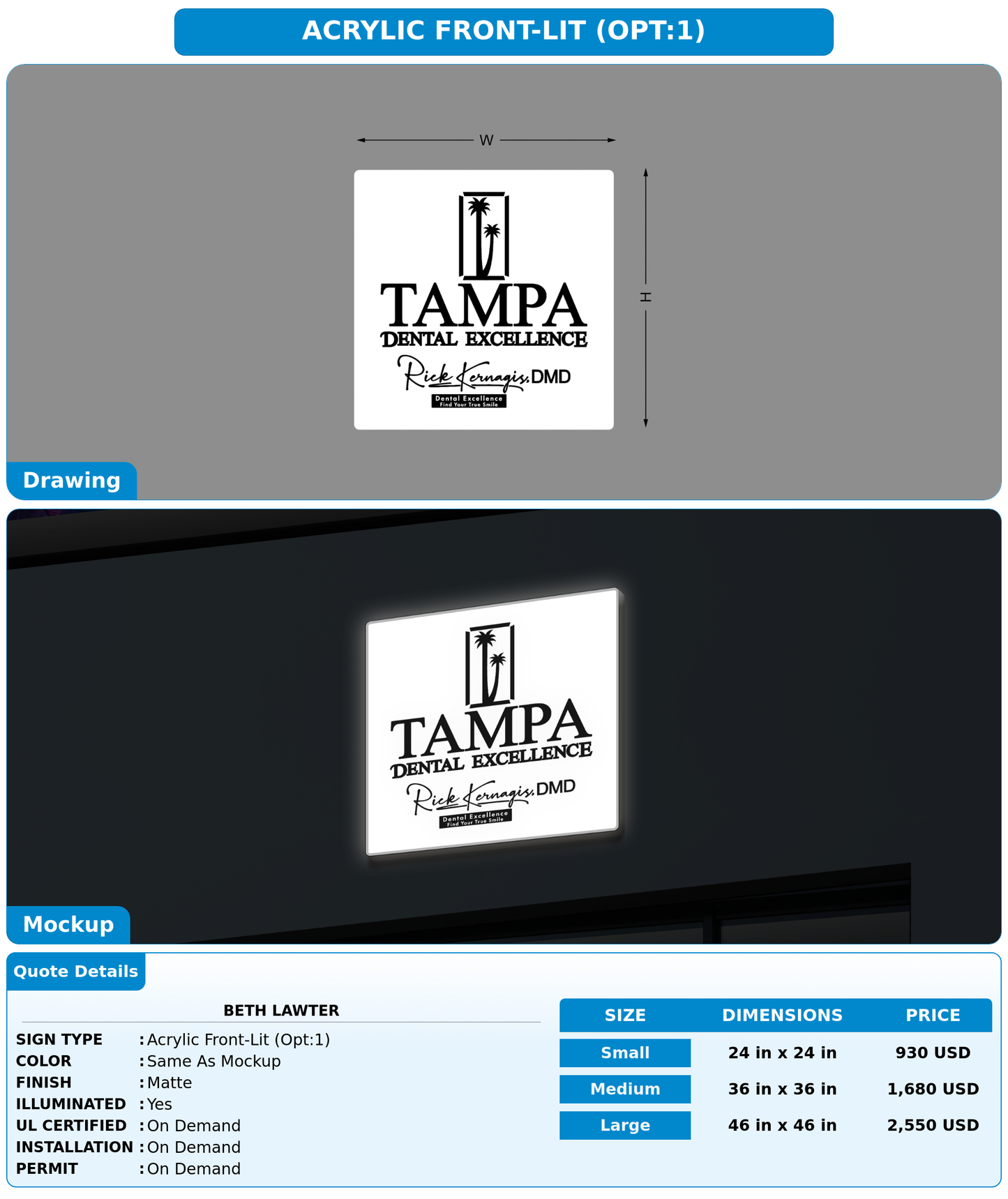 CUSTOM MOCKUP SIGN FOR Beth Lawter