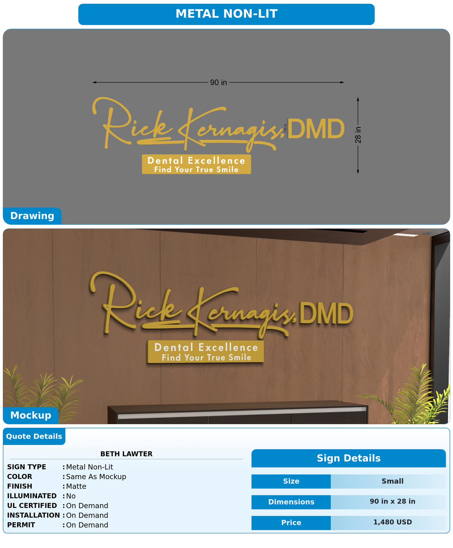 CUSTOM MOCKUP SIGN FOR Beth Lawter