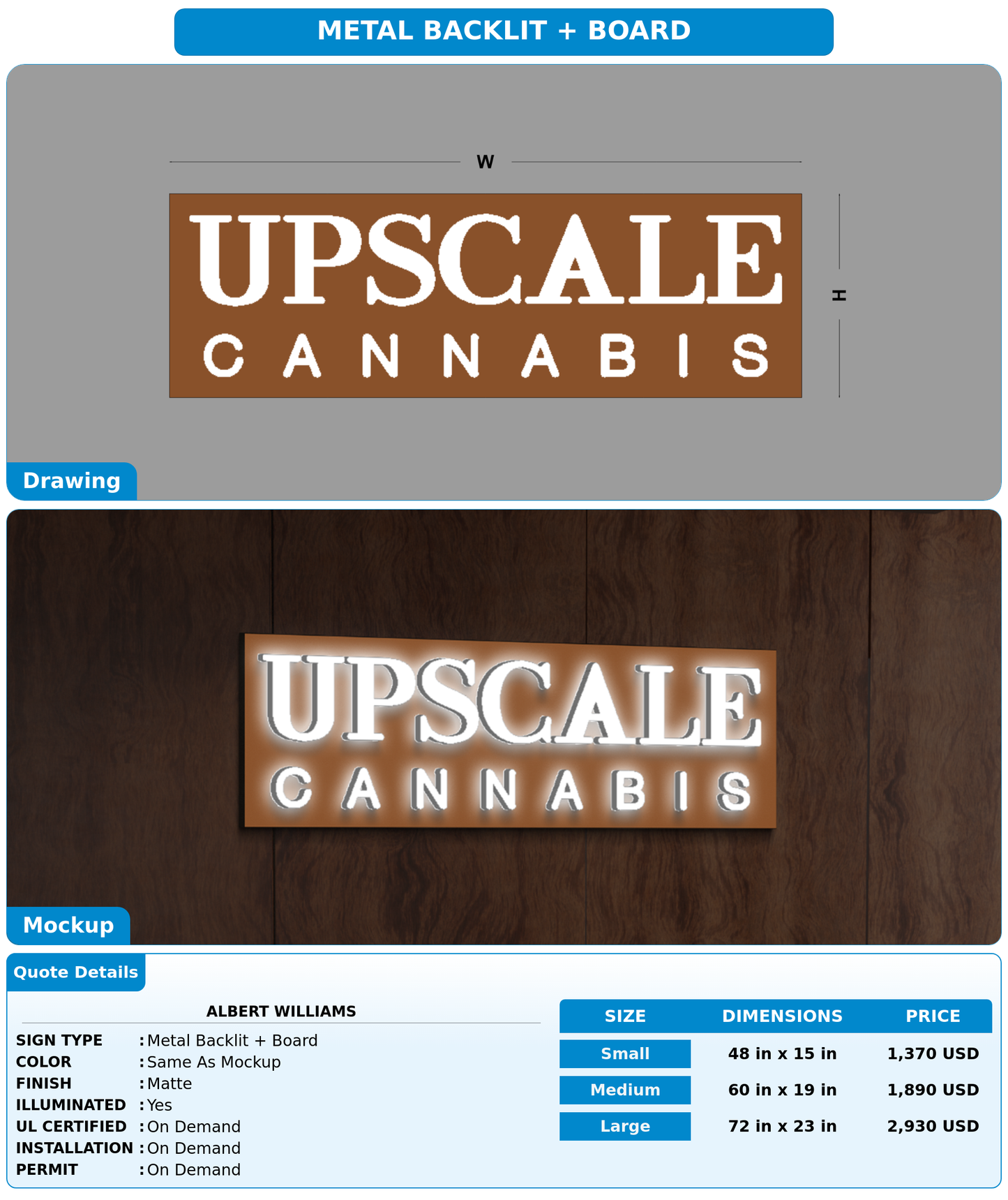 CUSTOM MOCKUP SIGN FOR Albert Williams