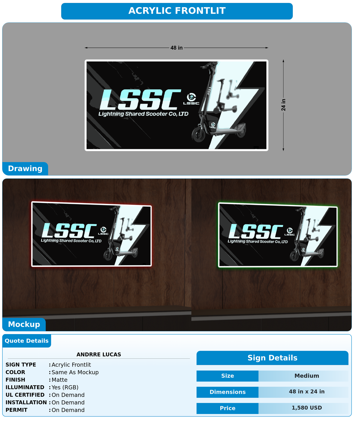 CUSTOM MOCKUP SIGN FOR Andrre Lucas
