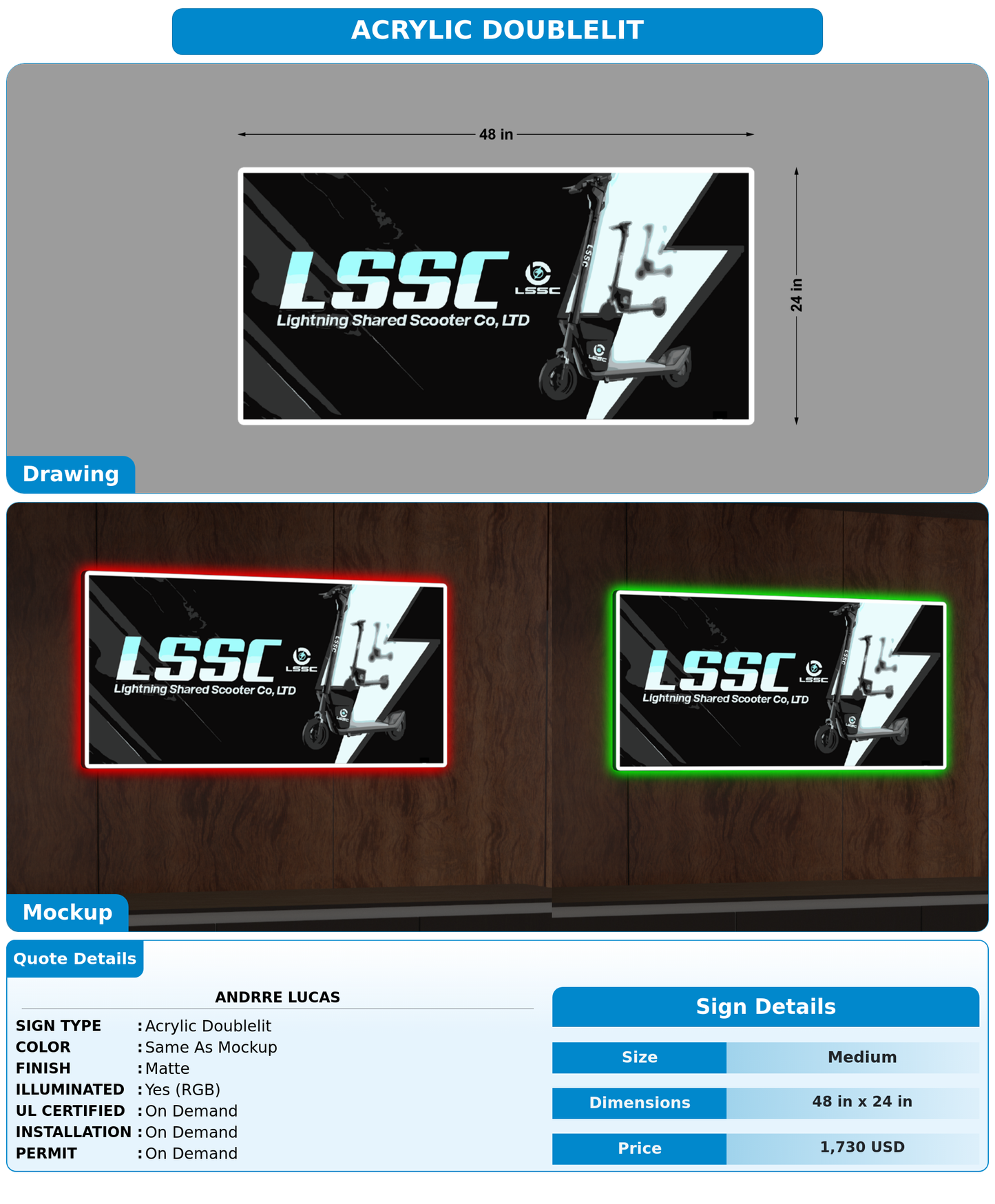 CUSTOM MOCKUP SIGN FOR Andrre Lucas