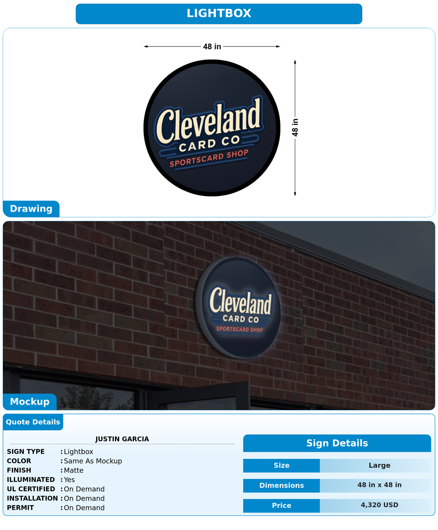 CUSTOM MOCKUP SIGN FOR Justin Garcia